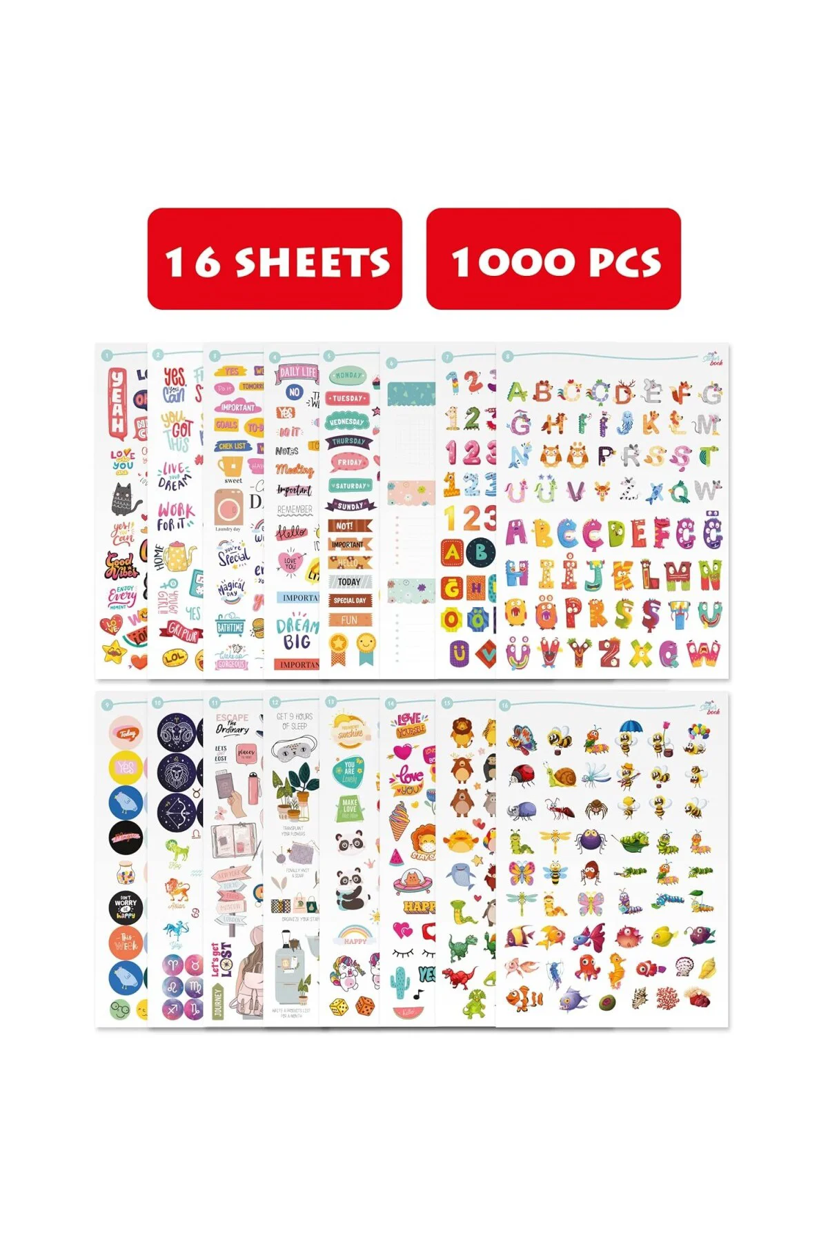 Çıkartma Seti - 1000 Adet Çocuklar, Kızlar, Gençler ve Yetişkinle