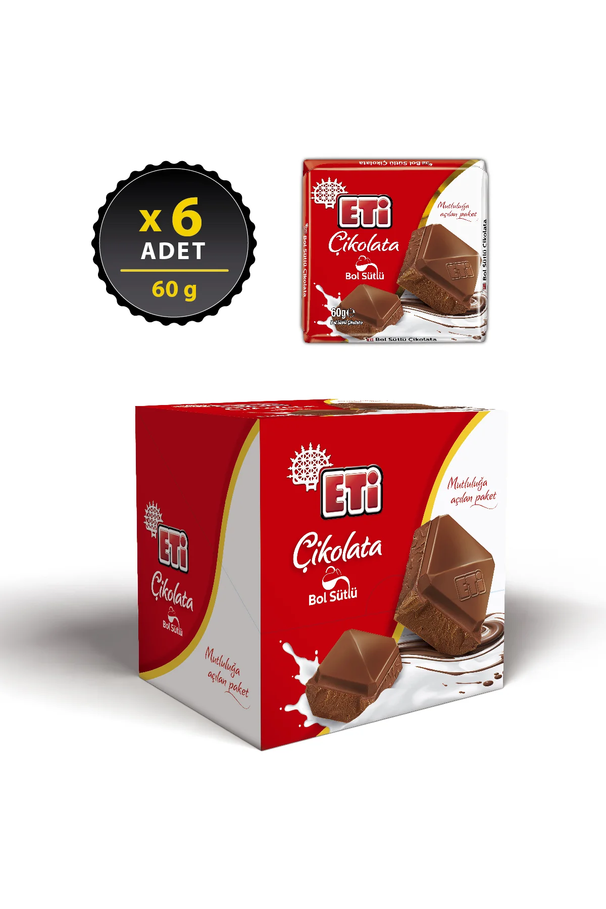 Çikolata Bol Sütlü Kare 60 g x 6 Adet