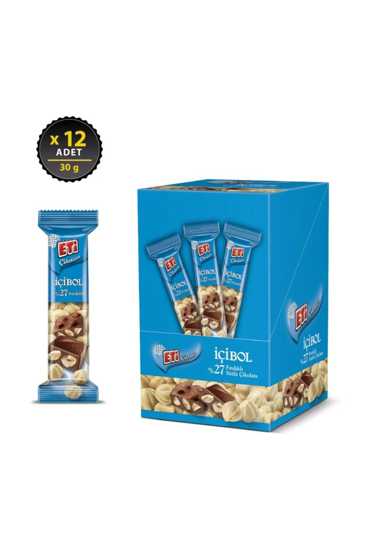 Çikolata İçibol %27 Fındıklı 30 g x 12 Adet