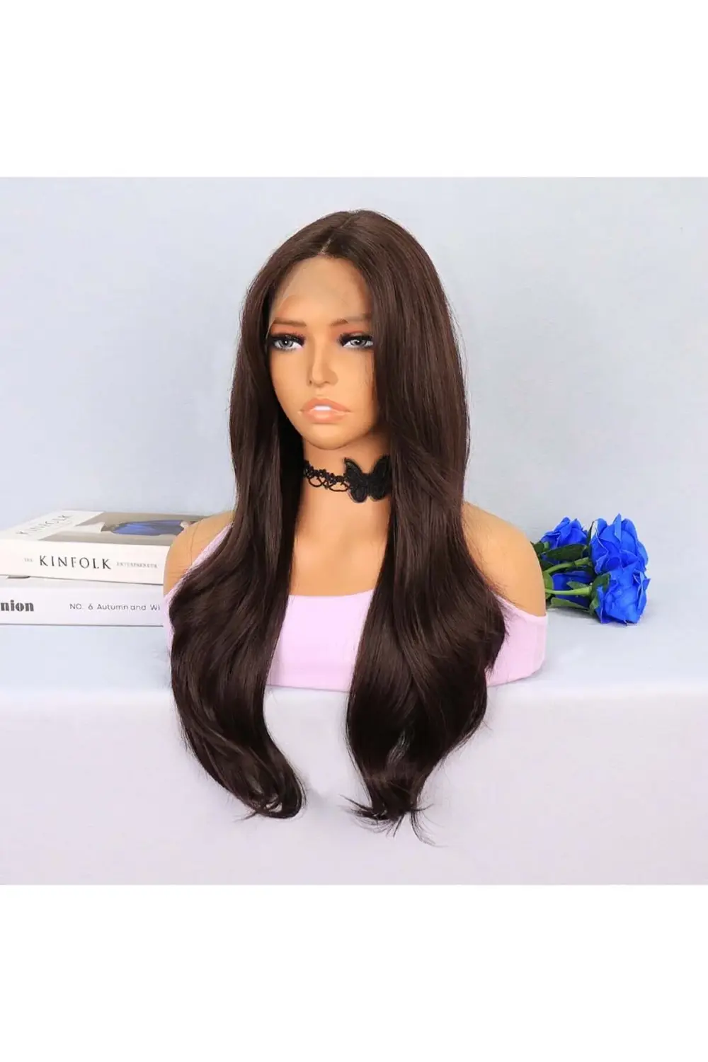 Çikolata Kahve Uçlar Hafif Dalgalı Tül Peruk