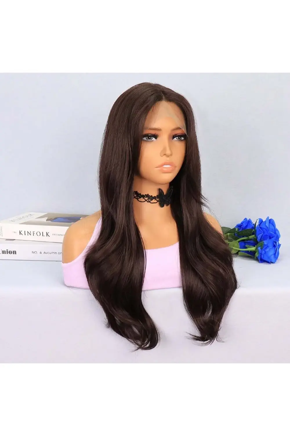 Çikolata Kahve Uçlar Hafif Dalgalı Tül Peruk