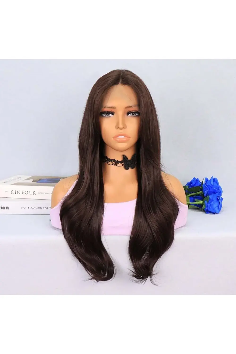 Çikolata Kahve Uçlar Hafif Dalgalı Tül Peruk