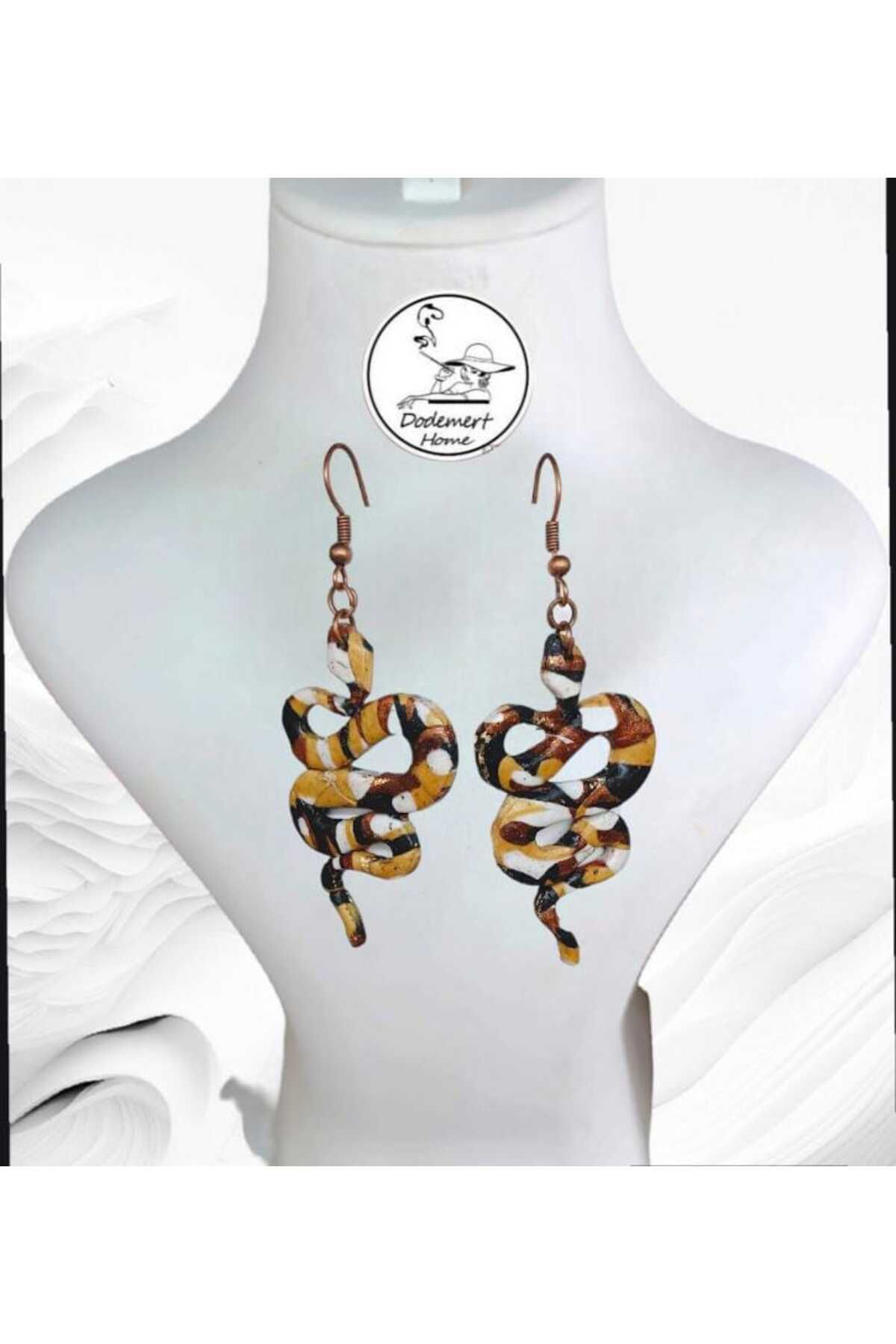 Çikolata Yılanı Polimerkil Tasarım Küpe