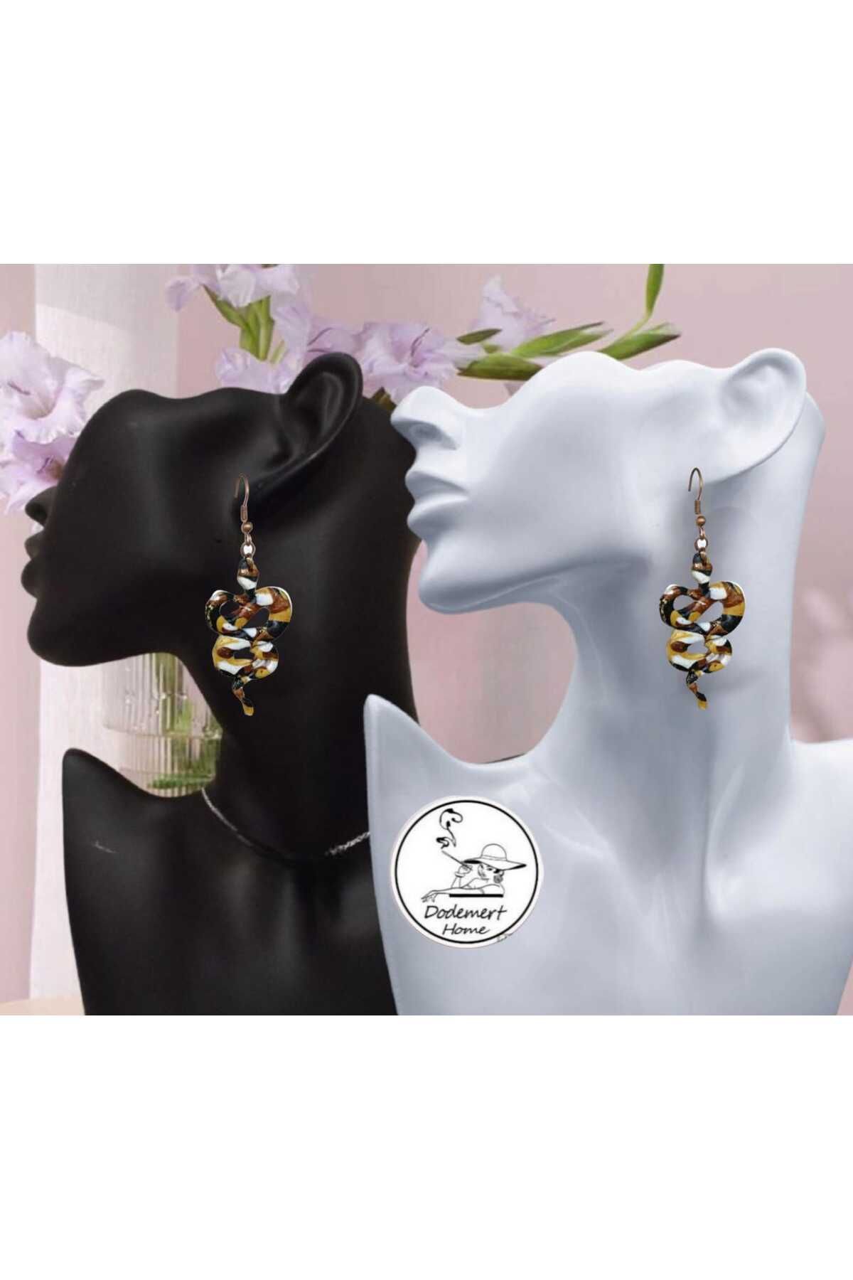 Çikolata Yılanı Polimerkil Tasarım Küpe