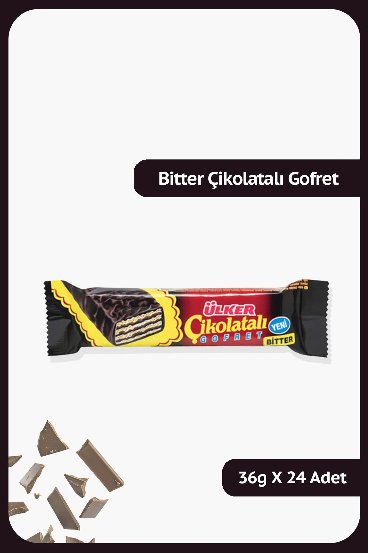 Çikolatalı Gofret Bitter - 36 gram - 24 Adet