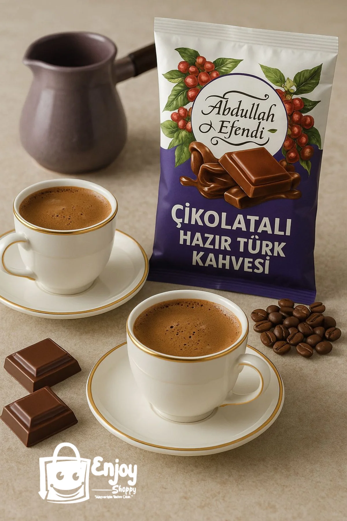 Çikolatalı Hazır Türk Kahvesi Yoğun Aromalı Lezzet