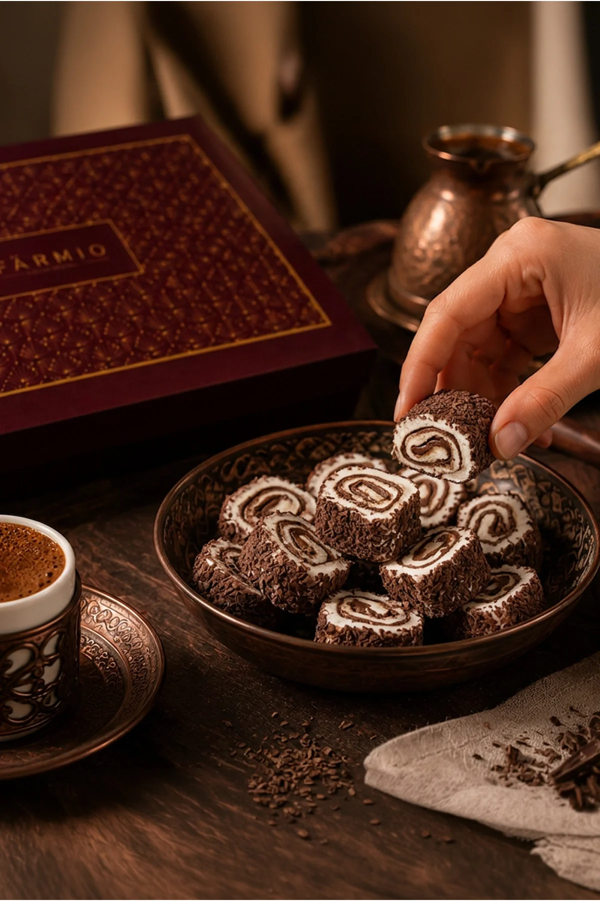 Çikolatalı Sarma Lokum - 500gr - Glikoz İçermez