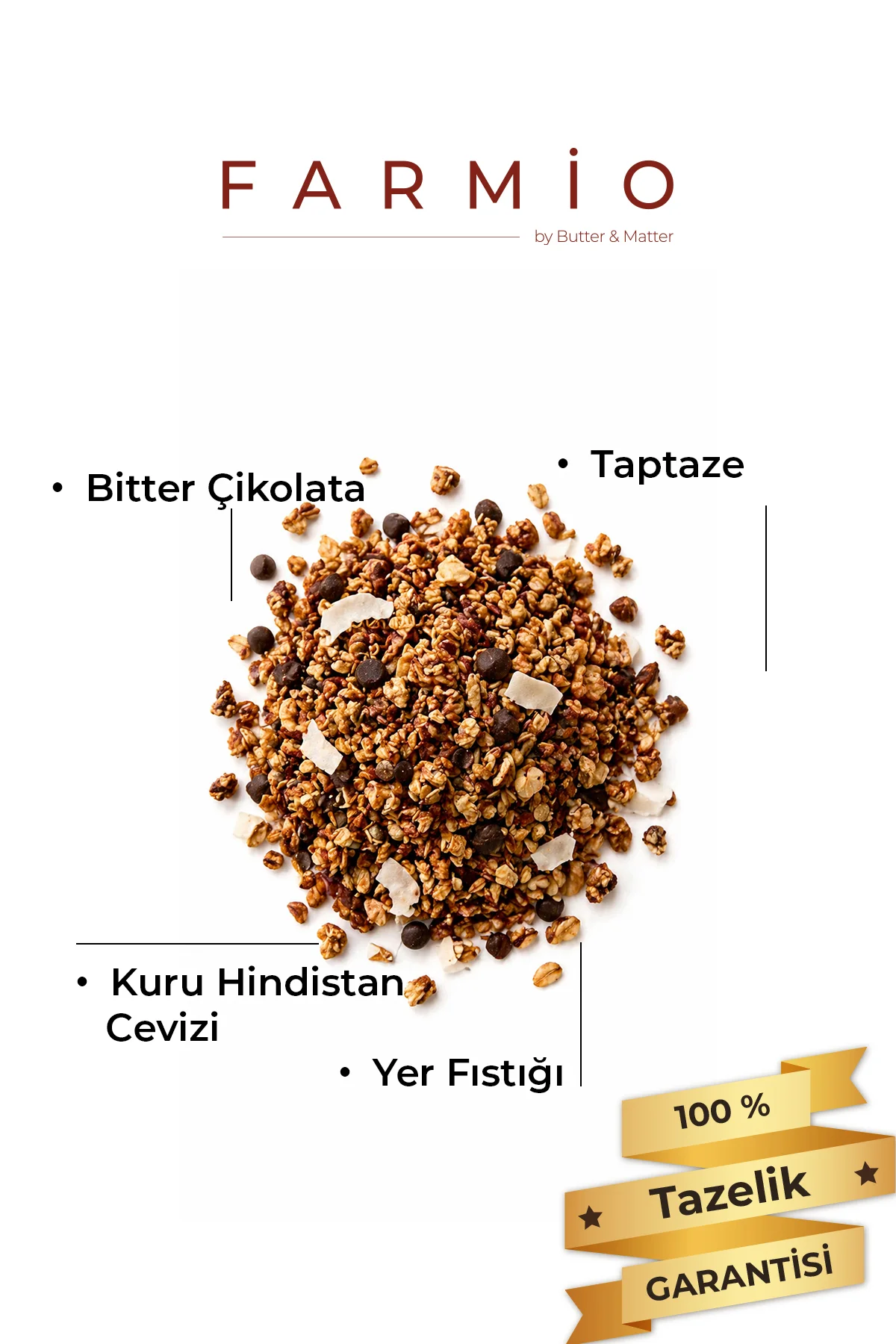 Çikolatalı & Yer Fıstıklı Granola 350gr - İlave Şekersiz - Gurme 