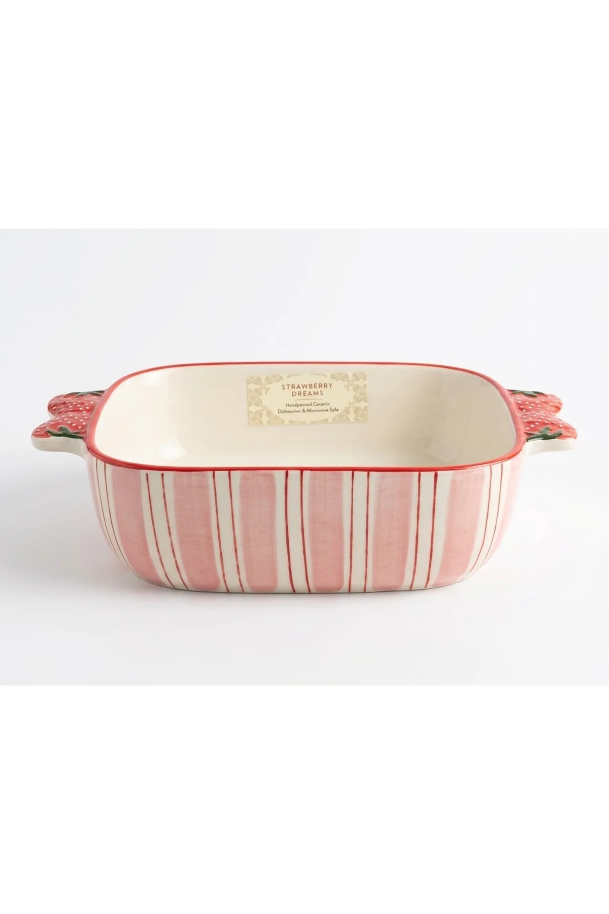 Çilek Desenli Kulplu Seramik Fırın Kabı - Kare Borcam & Sunum Borcamı (20 x 19 cm) Çilek Desenli Kulplu Seramik Fırın Kabı - Kare Borcam & Sunum Borcamı (20 x 19 cm)