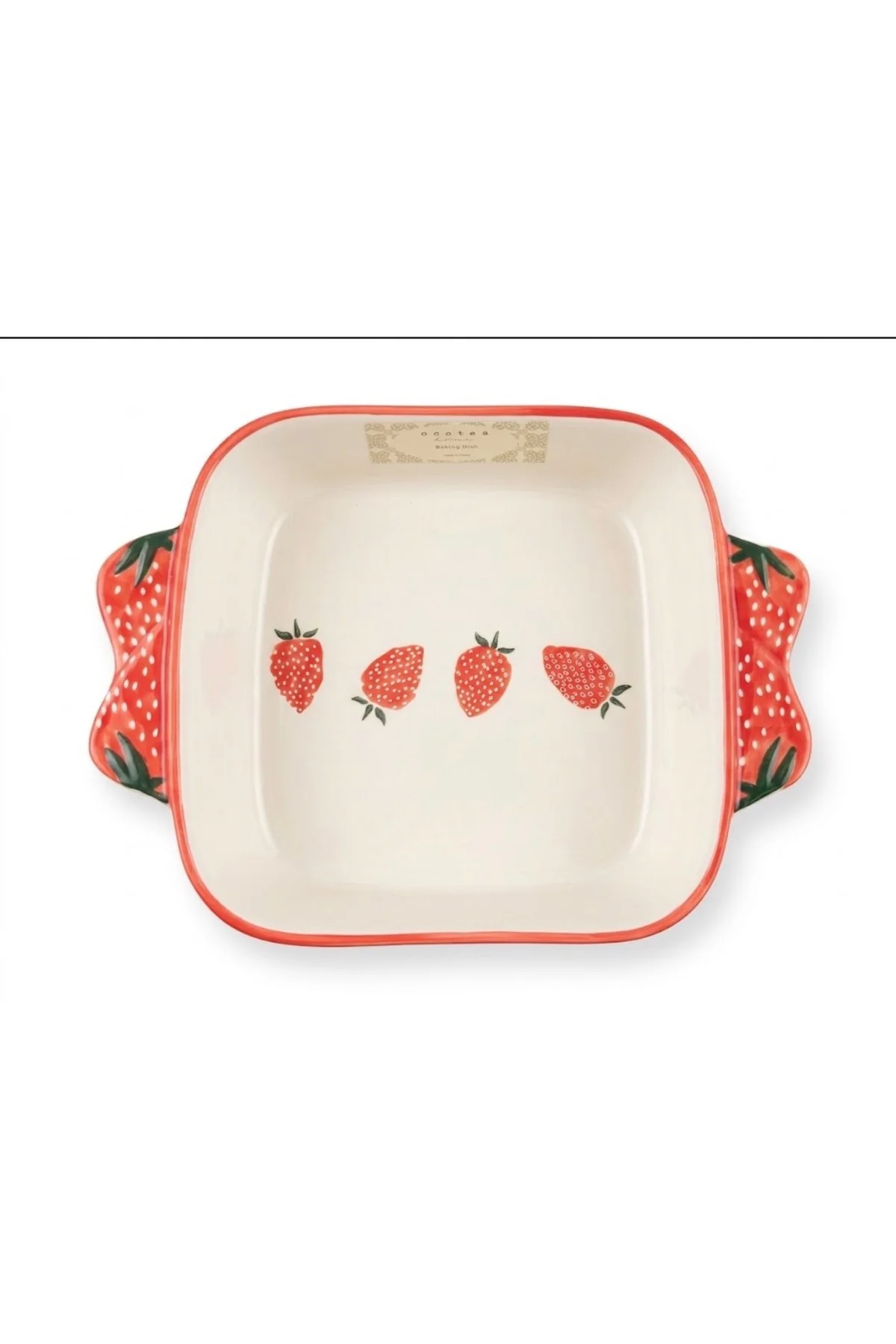 Çilek Desenli Kulplu Seramik Fırın Kabı - Kare Borcam & Sunum Borcamı (20 x 19 cm) Çilek Desenli Kulplu Seramik Fırın Kabı - Kare Borcam & Sunum Borcamı (20 x 19 cm)