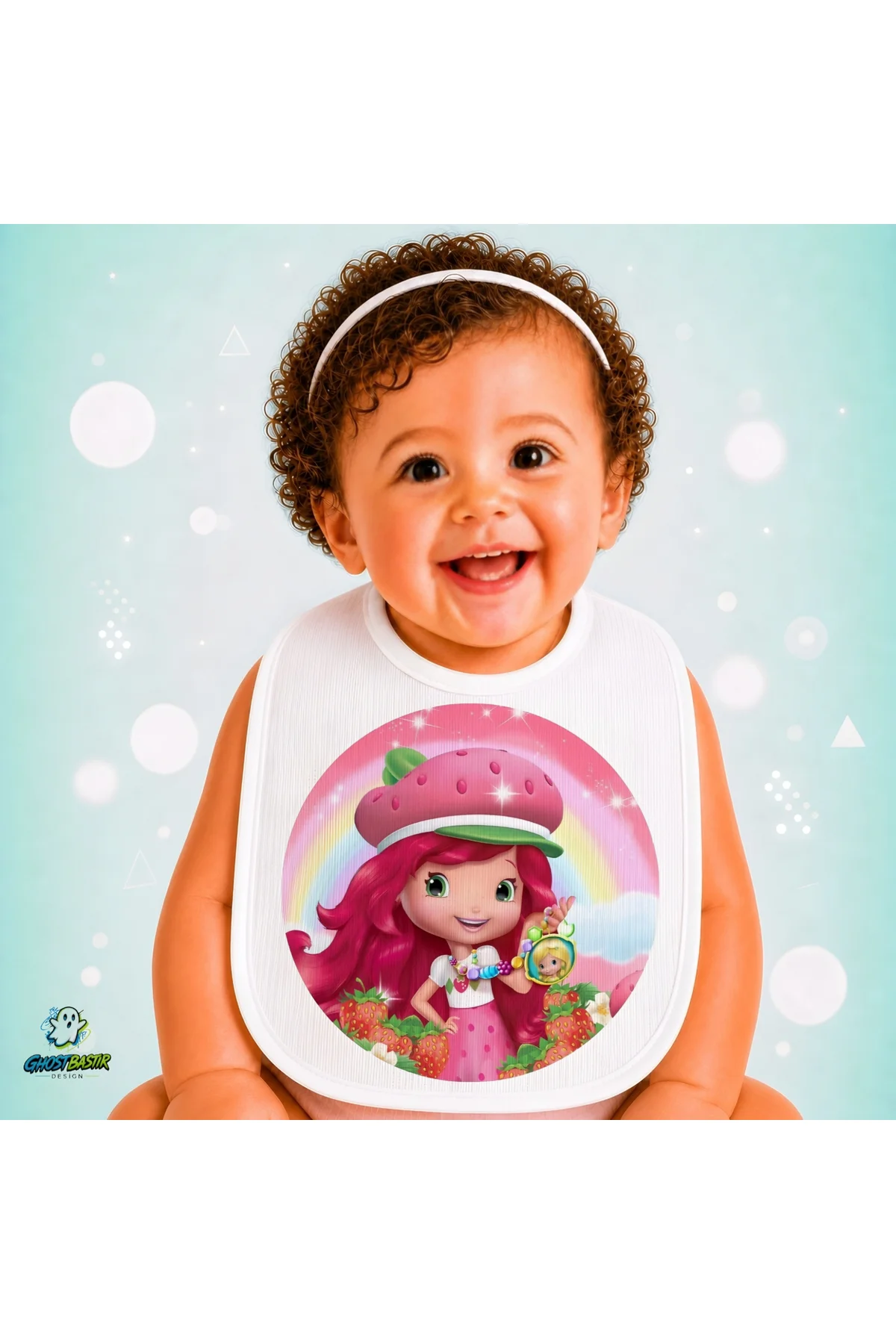 Çilek Kız Keten Bebek Mama Önlüğü – Yumuşak, Emici, Yıkanabilir, Özel Tasarım P039