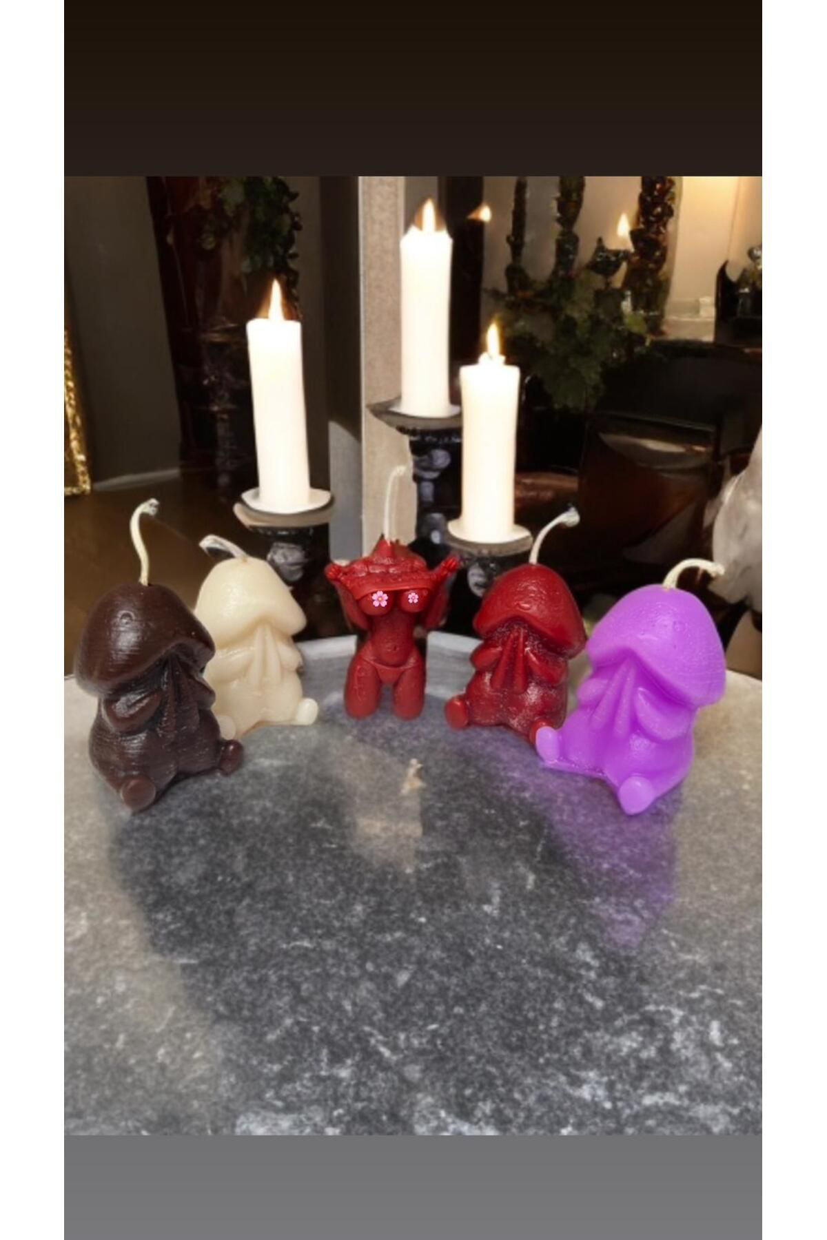 Aresmumatölyesi  Çilek Kokulu Esprili Hediyelik 5 Li Mum Seti