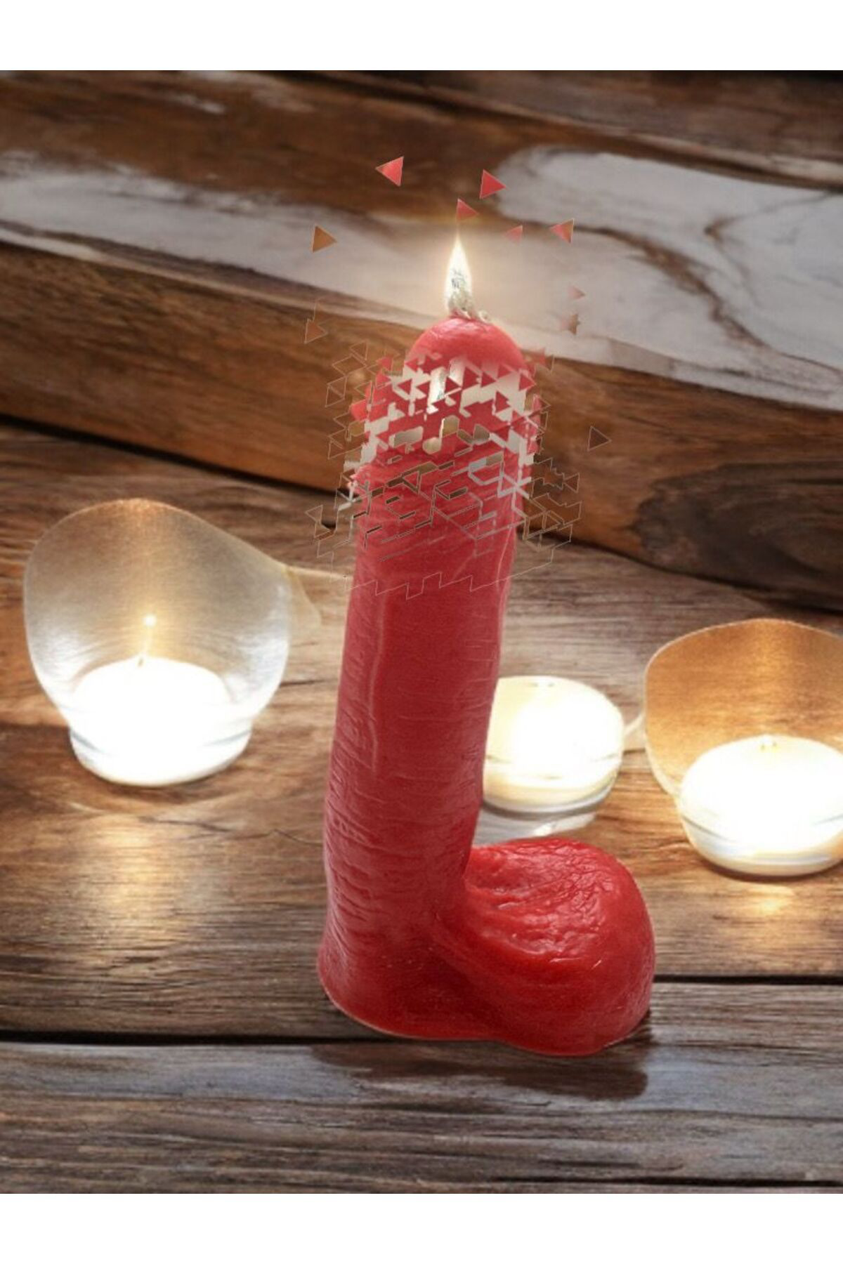 Aresmumatölyesi  Çilek Kokulu Esprili 15 Cm Mum