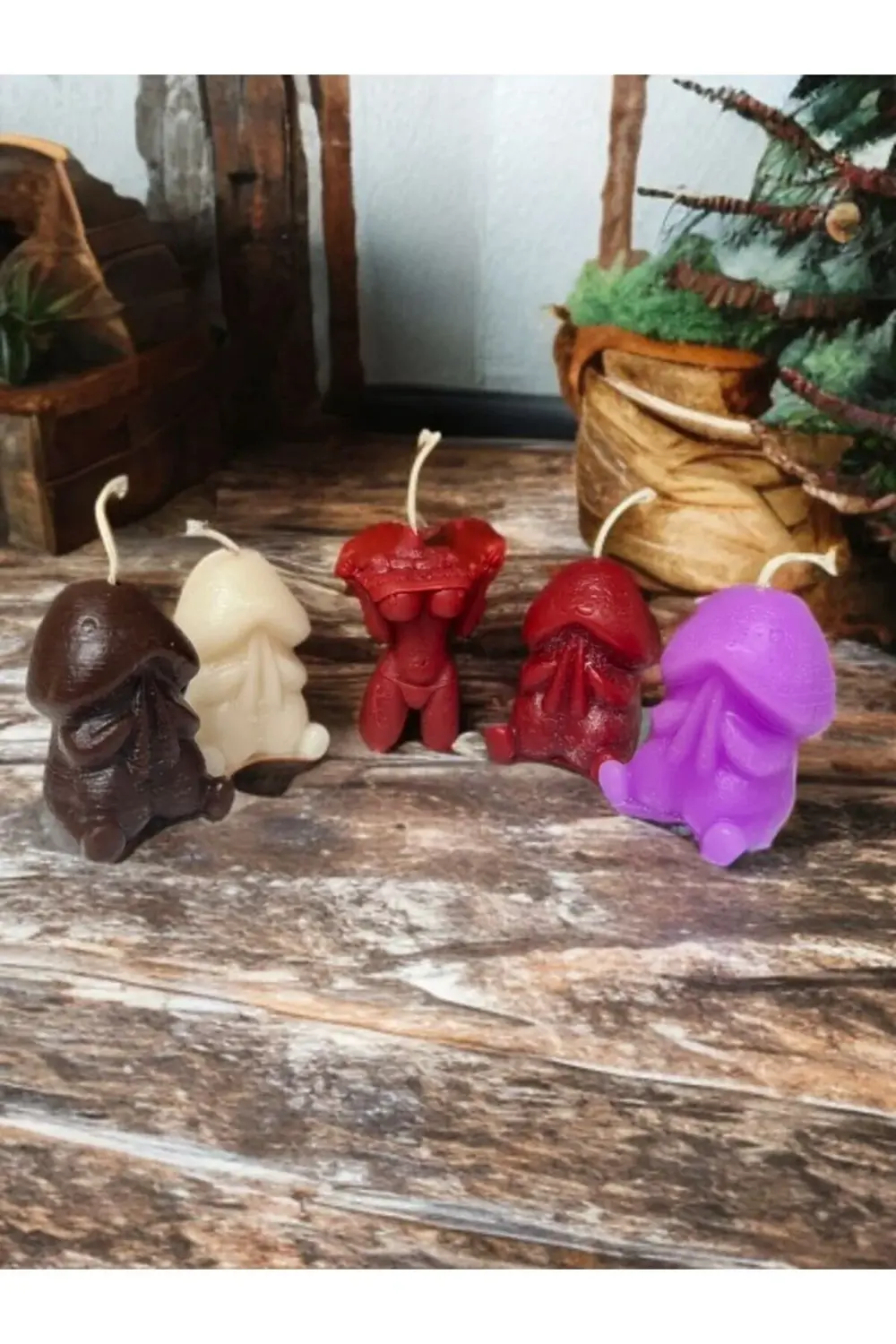 ÇİLEK KOKULU ESPRİLİ HEDİYELİK 5 Lİ MUM SETİ