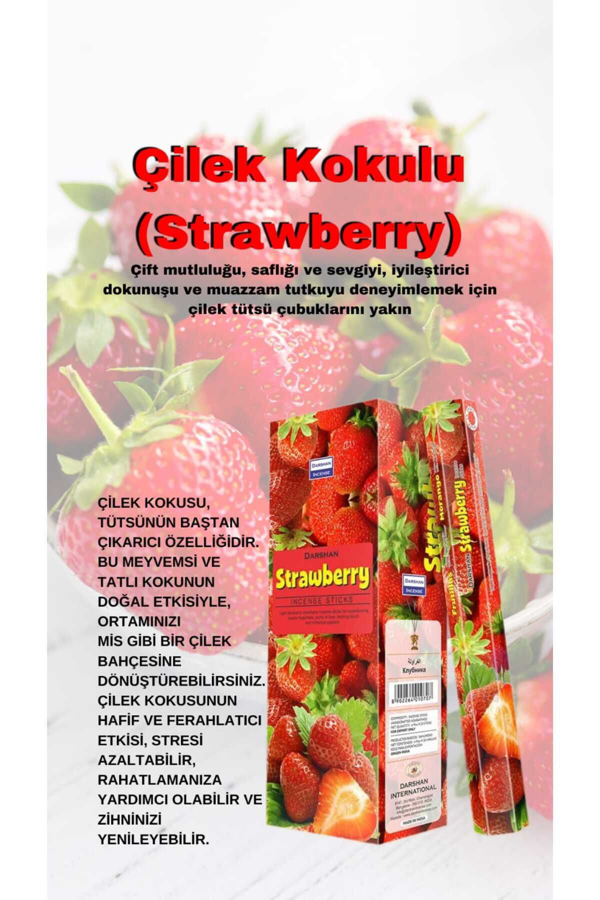Darshan Çilek Kokulu Tutku Tütsü 20 Çubuk