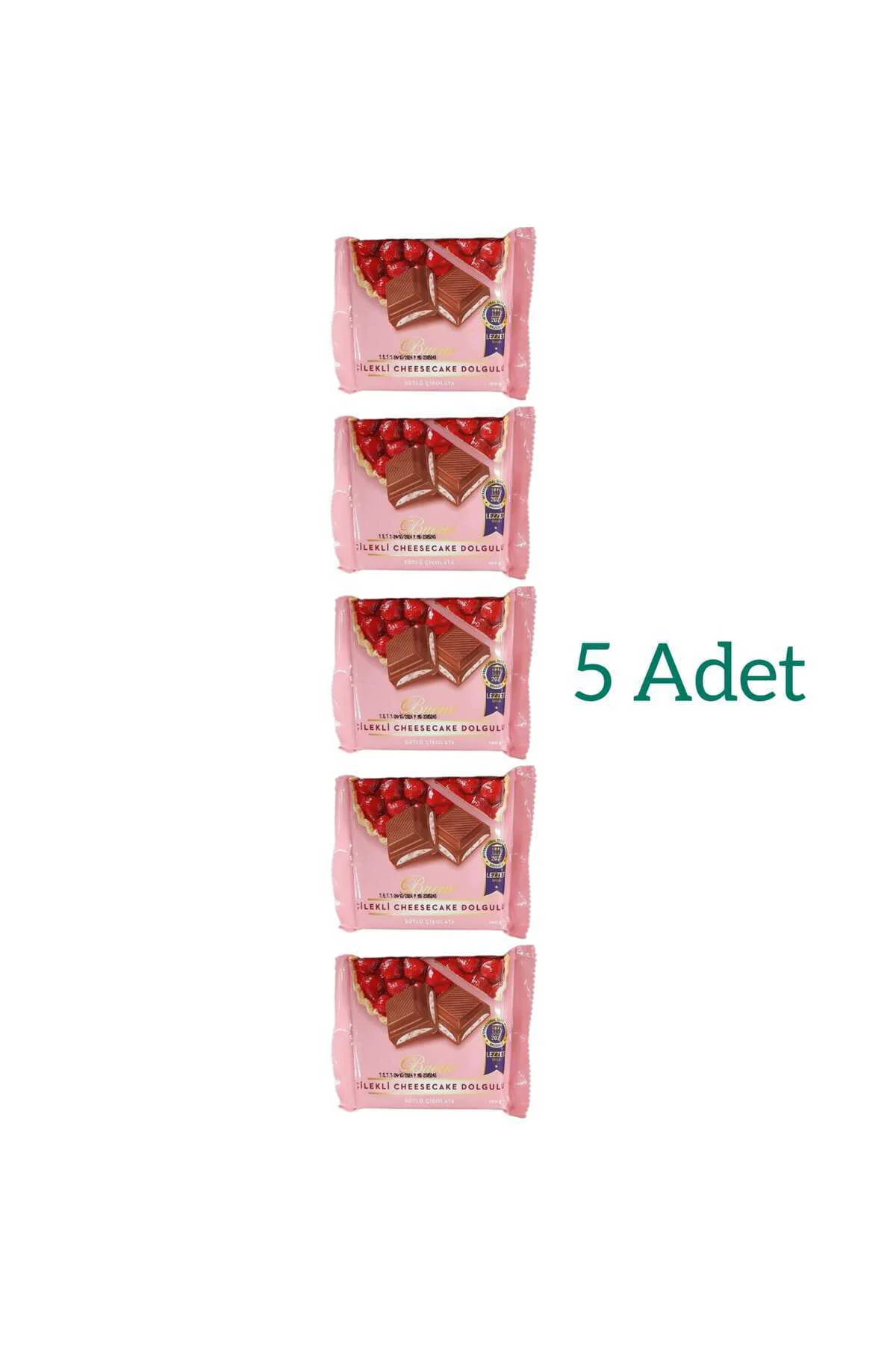 ÇİLEKLİ CHEESECAKE DOLGULU ÇİKOLATA 100 GR 5 Lİ PAKET
