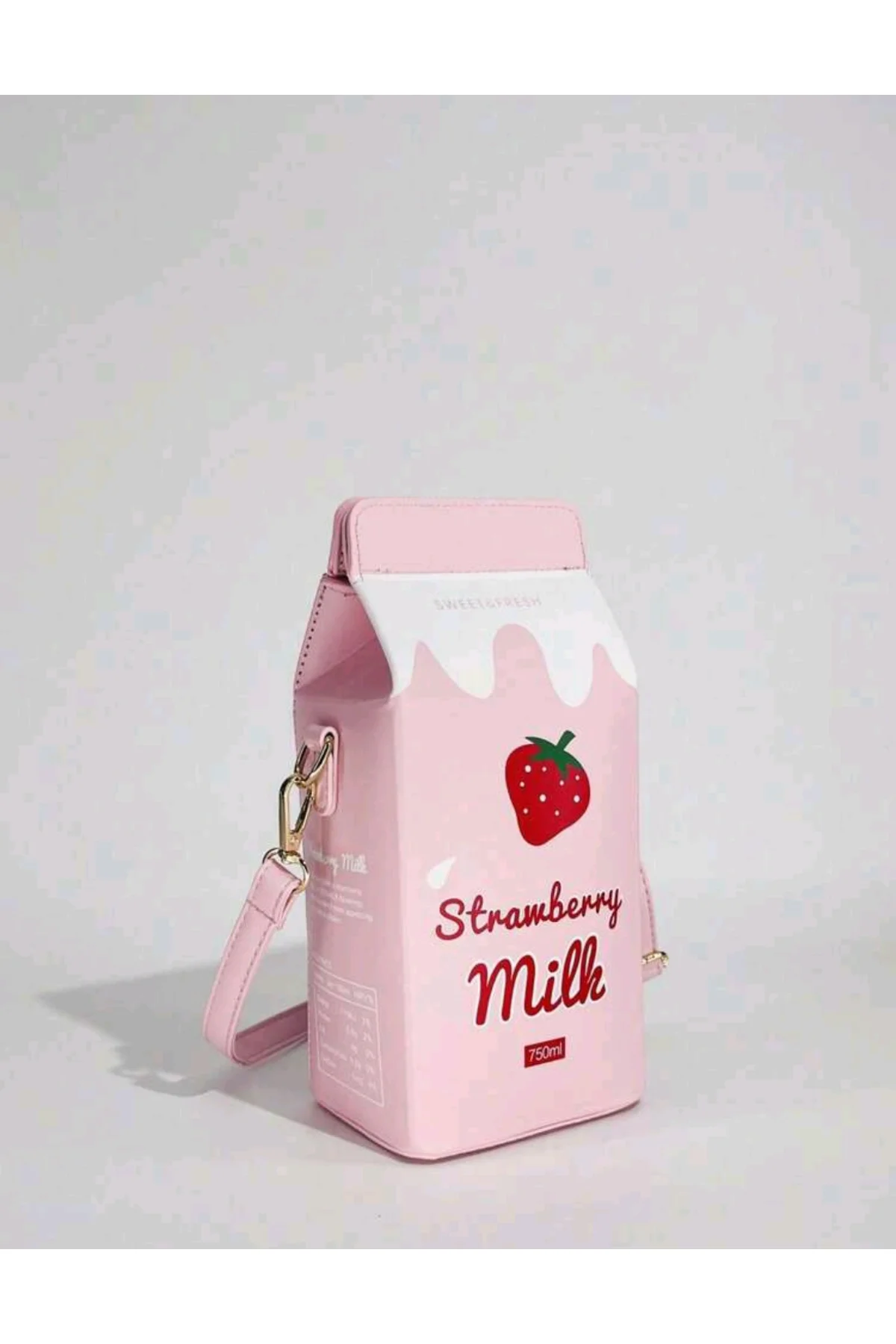 Çilekli Süt Şişesi Şekilli Kawaii Kol Çantası