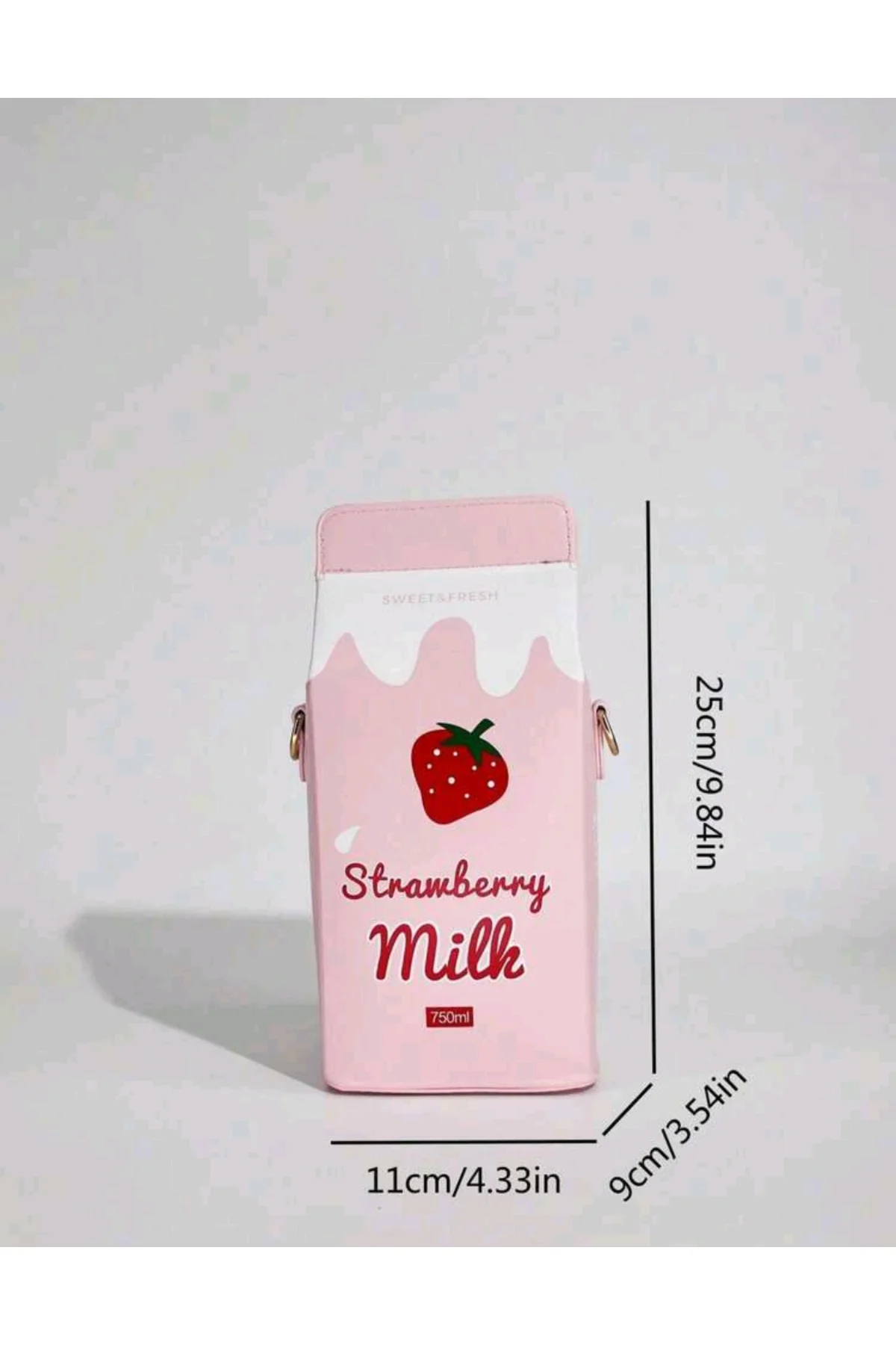 Çilekli Süt Şişesi Şekilli Kawaii Kol Çantası