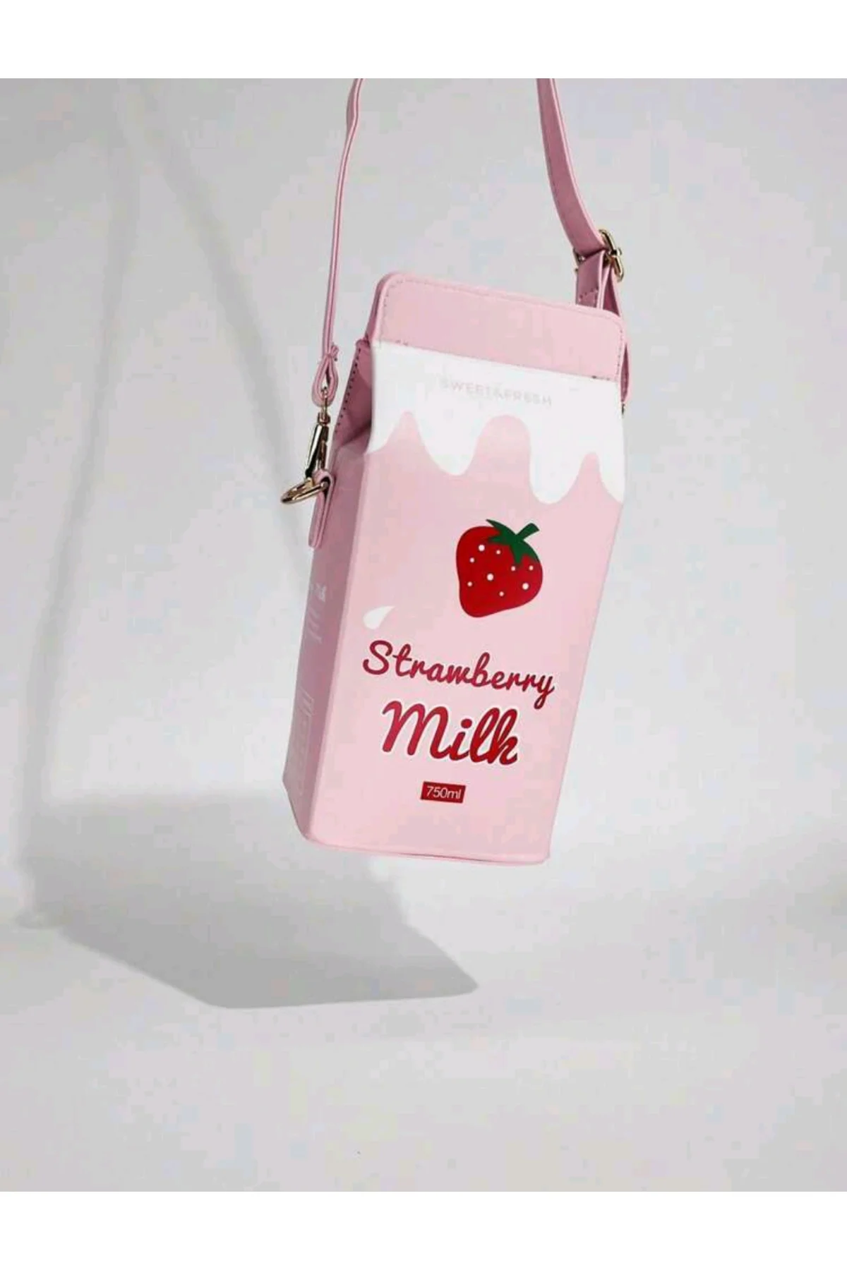 Çilekli Süt Şişesi Şekilli Kawaii Kol Çantası