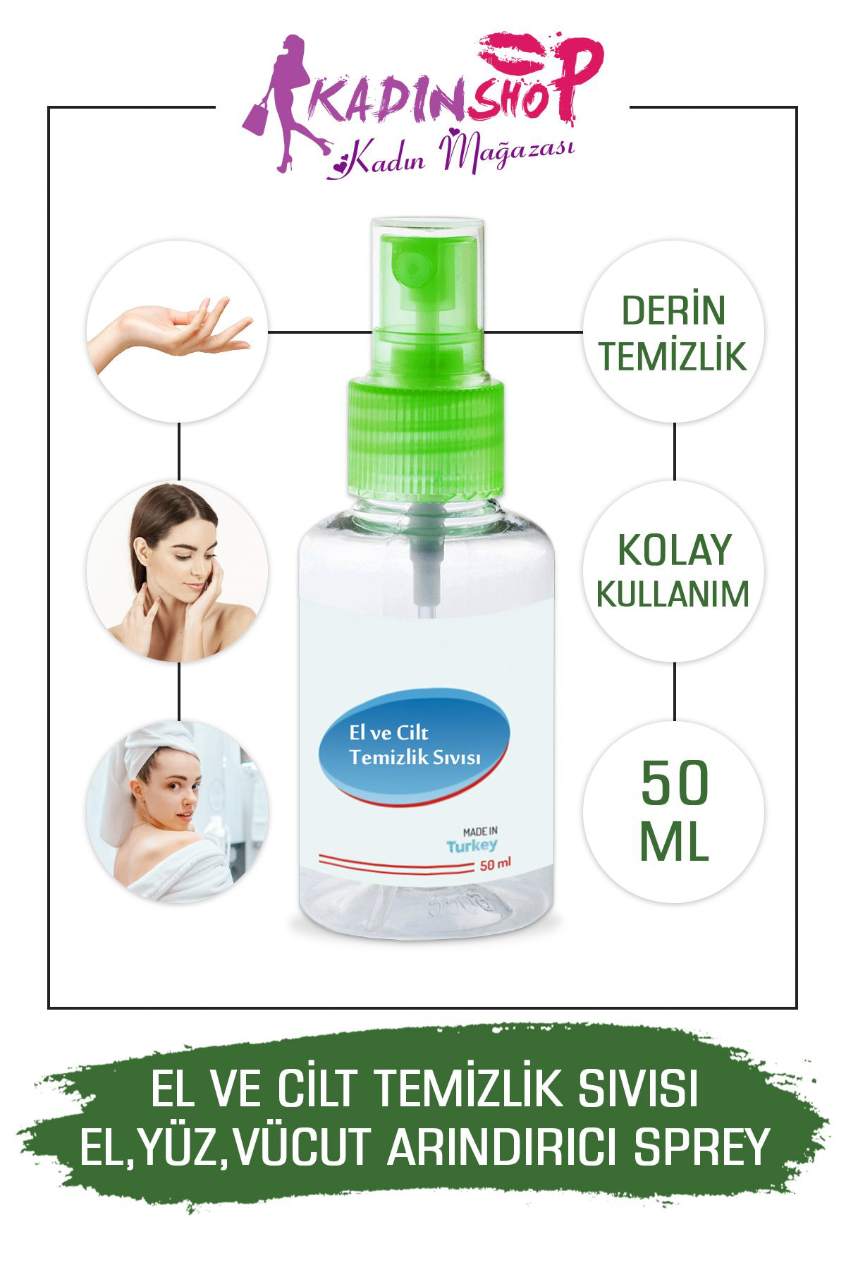 Kadinshop Cilt Dezenfektani El Yüz Vücut İçin Koruyucu  Antiseptik Dezenfek