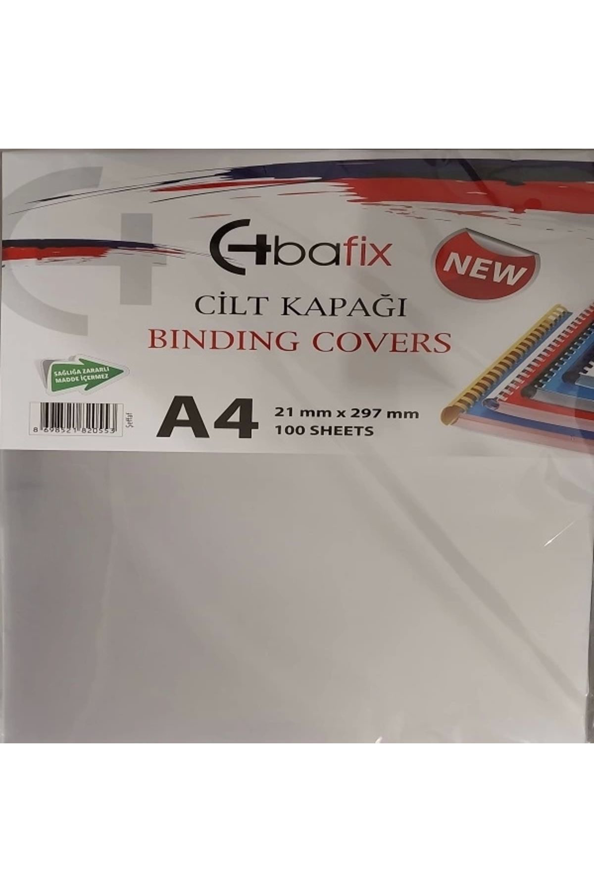 Bafix Cilt Kapağı Plastik Opak A4 160 Mıc Şeffaf - 100'Lü Paket