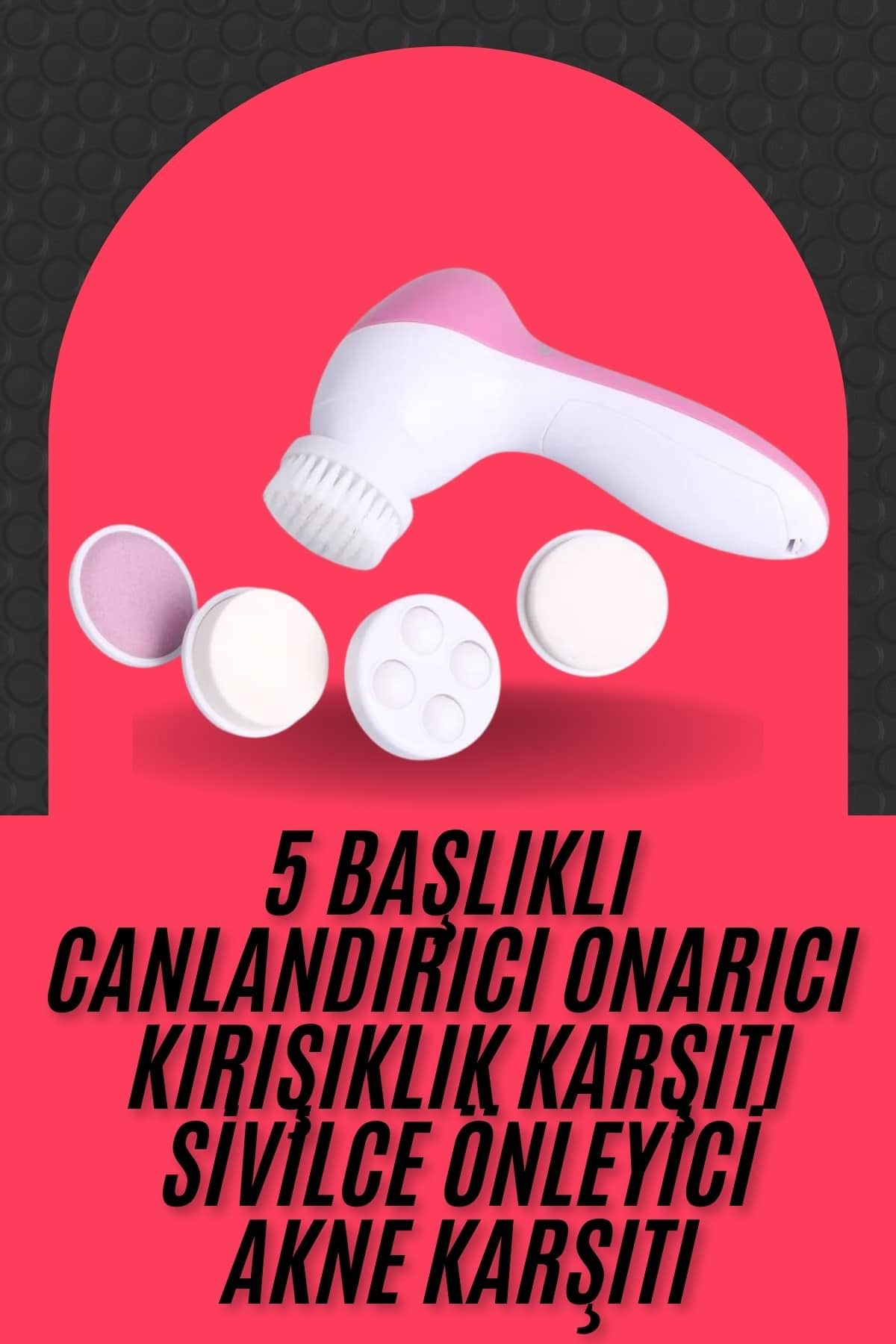 Cilt Temizleme ve Masaj Aleti 5 Başlıklı Akne ve Önleyici - Lisin