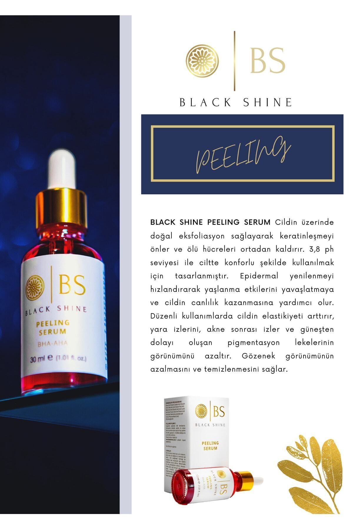 Black Shine Bs Cilt Tonu Eşitleyici C Vitamin, Aha %30, Bha %2 Yüz Peeling Serum 30 Ml