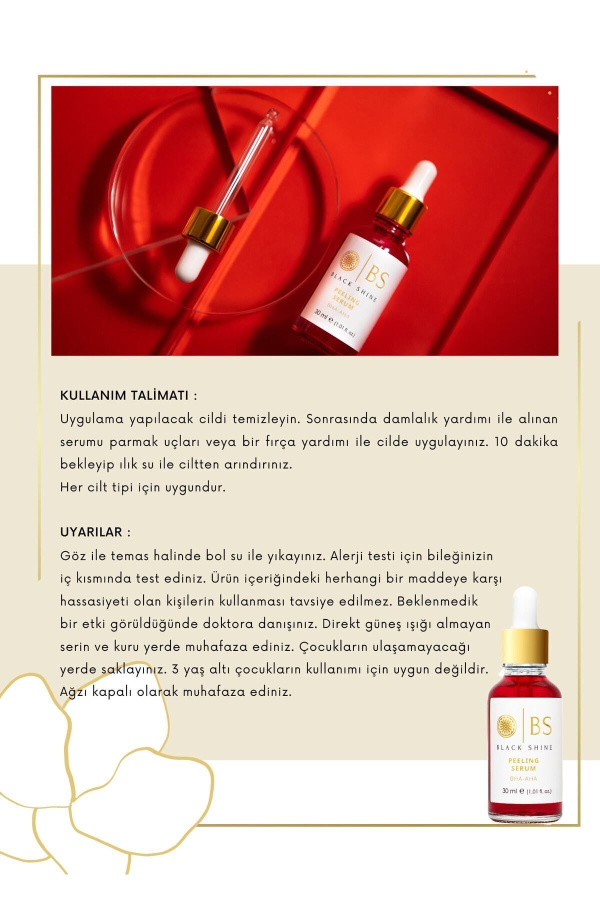 Black Shine Bs Cilt Tonu Eşitleyici C Vitamin, Aha %30, Bha %2 Yüz Peeling Serum 30 Ml