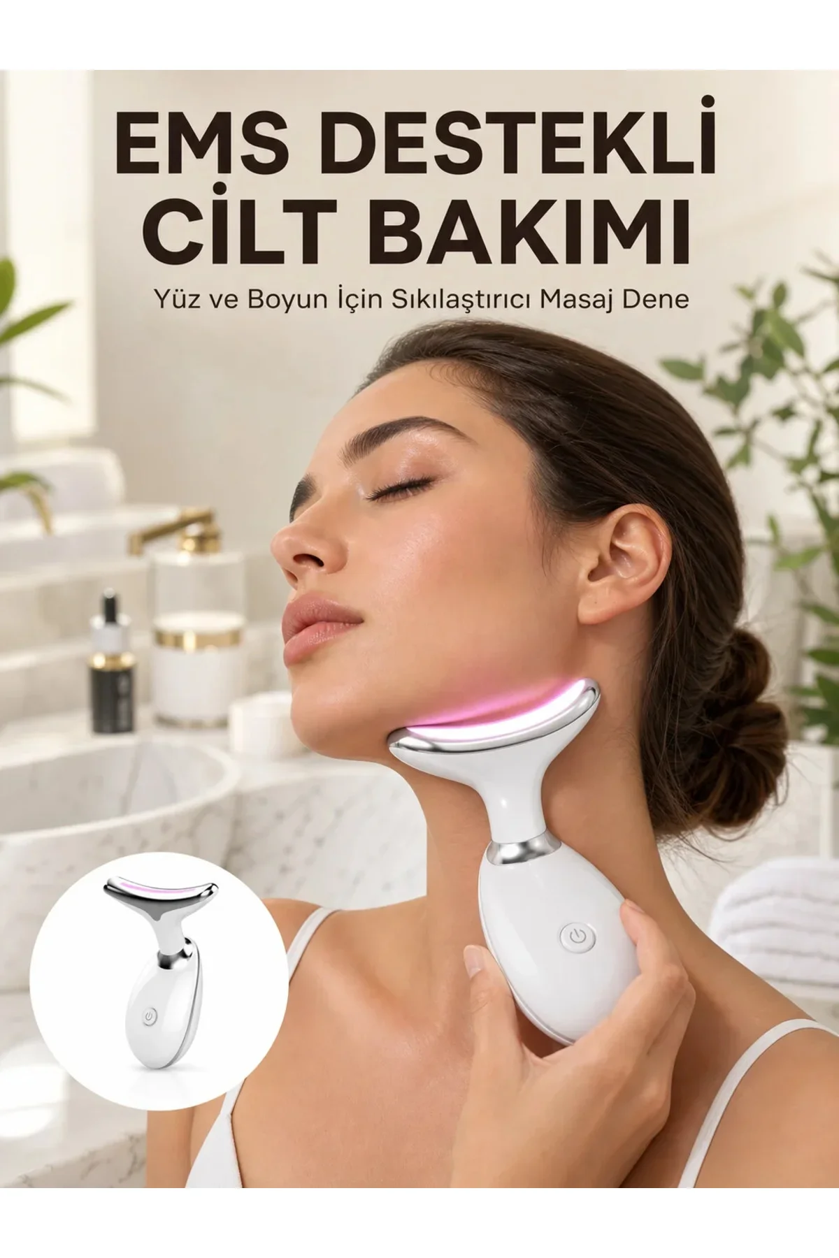 Cilt Yenileyici Şarjlı Güzellik Aleti – Pozitif/Negatif İyon, Titreşimli Masaj ve Kırmızı-Mavi-Yeşil