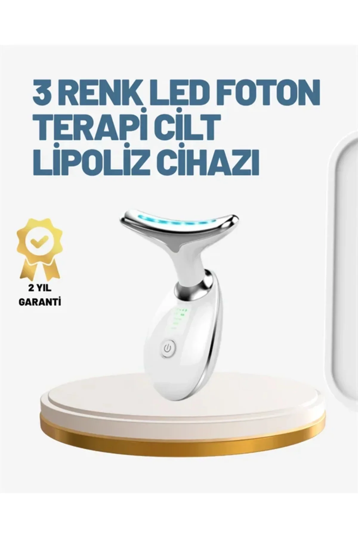 Cilt Yenileyici Şarjlı Güzellik Aleti – Pozitif/Negatif İyon, Titreşimli Masaj ve Kırmızı-Mavi-Yeşil