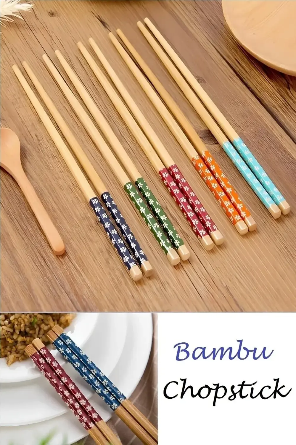 Çin Bambu Yemek Çubukları 5 Çift