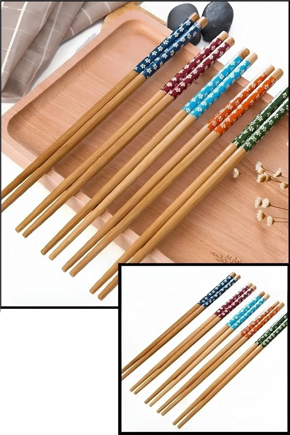 Çin Bambu Yemek Çubukları 5 Çift
