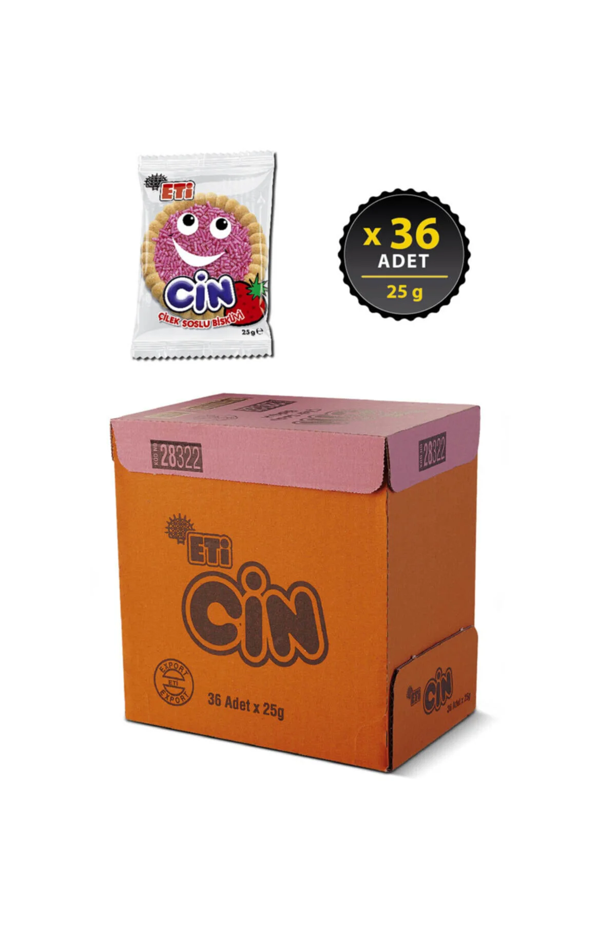 Cin Çilekli Bisküvi 25 g x 36 Adet