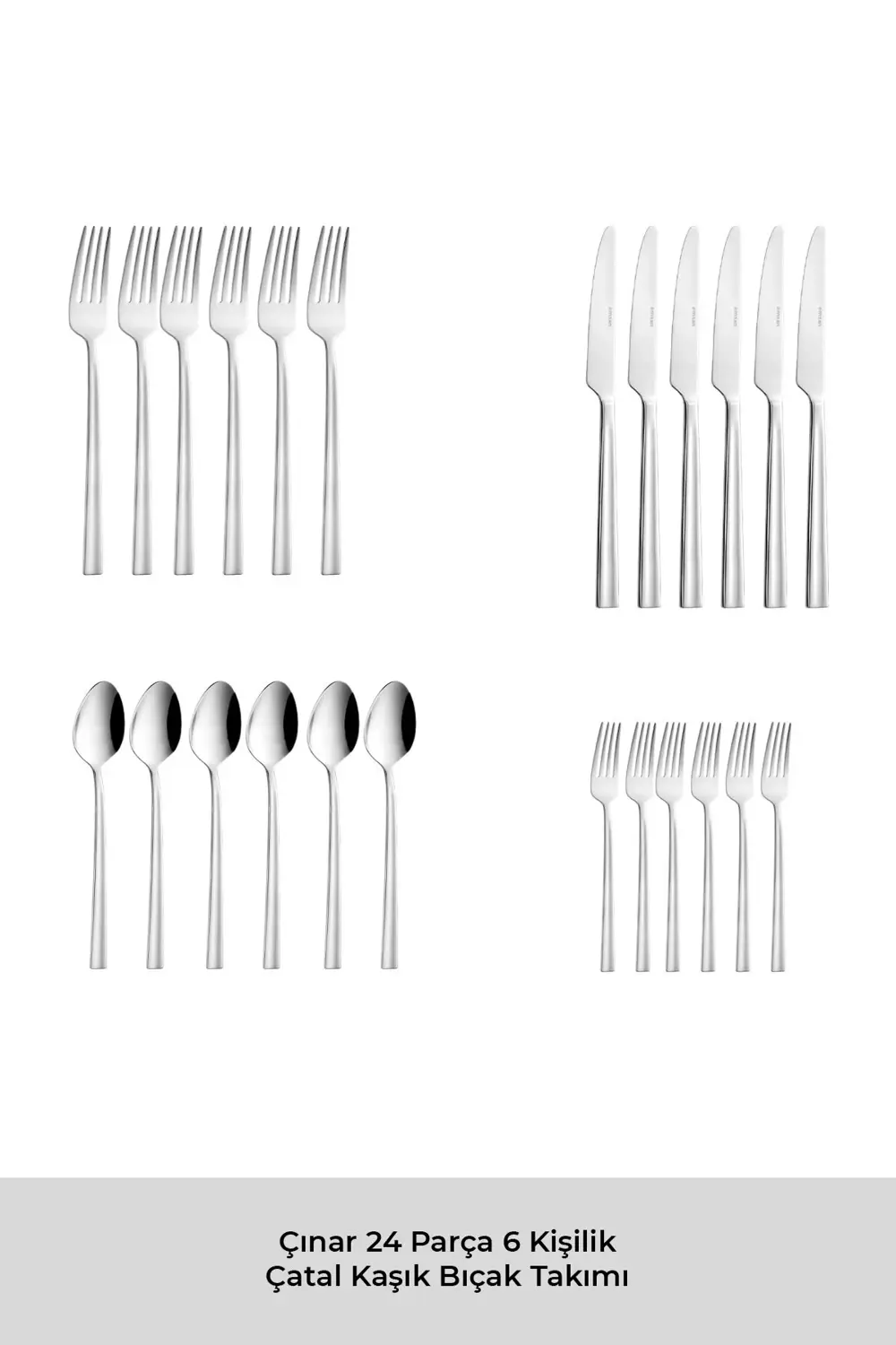 Çınar 24 Parça 6 Kişilik Kutulu Çatal Kaşık Bıçak Takımı