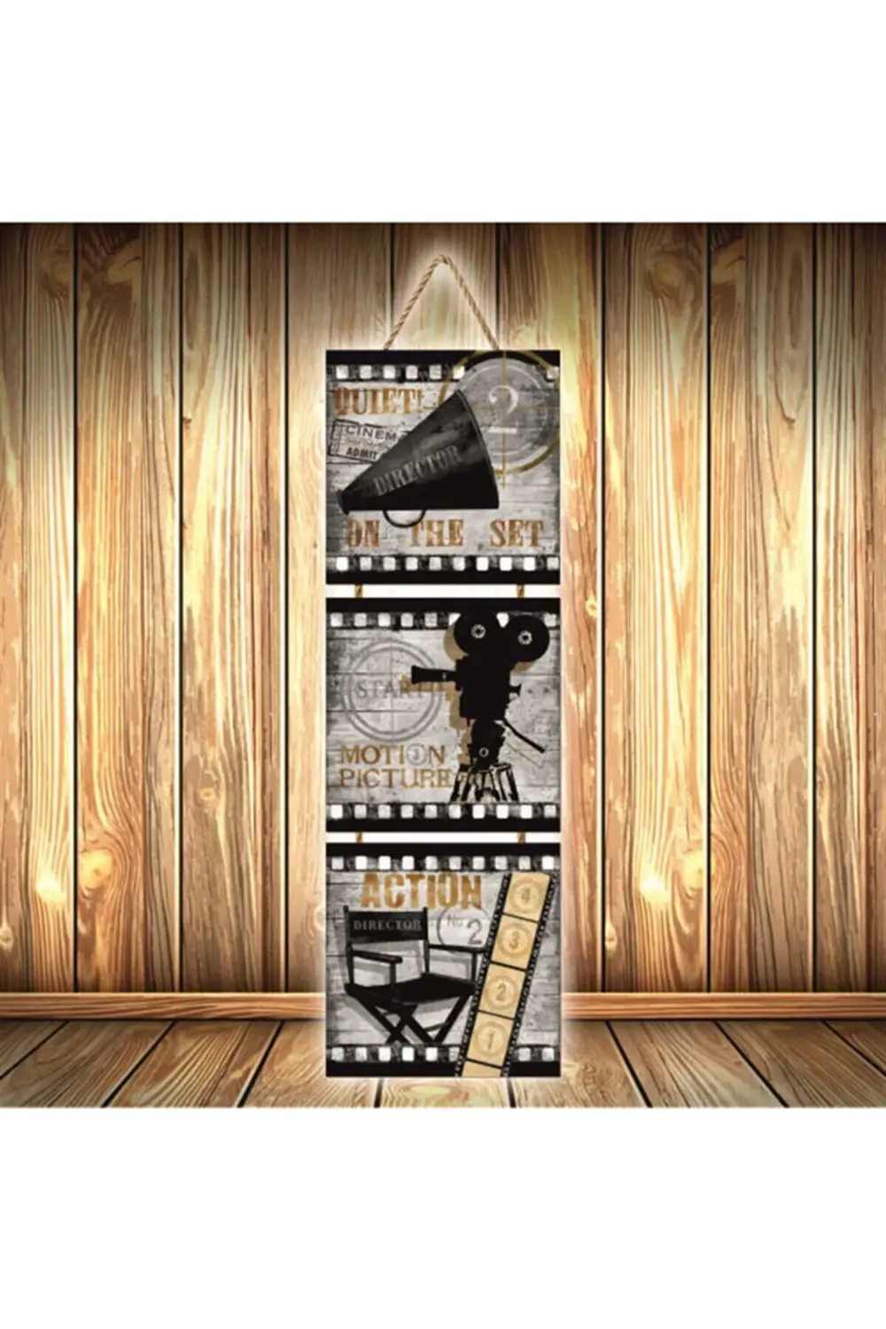 Cinema Action Tasarımlı Üçlü Retro Ahşap Poster Ü309 Fiyatı, Yorumları ve Özellikleri