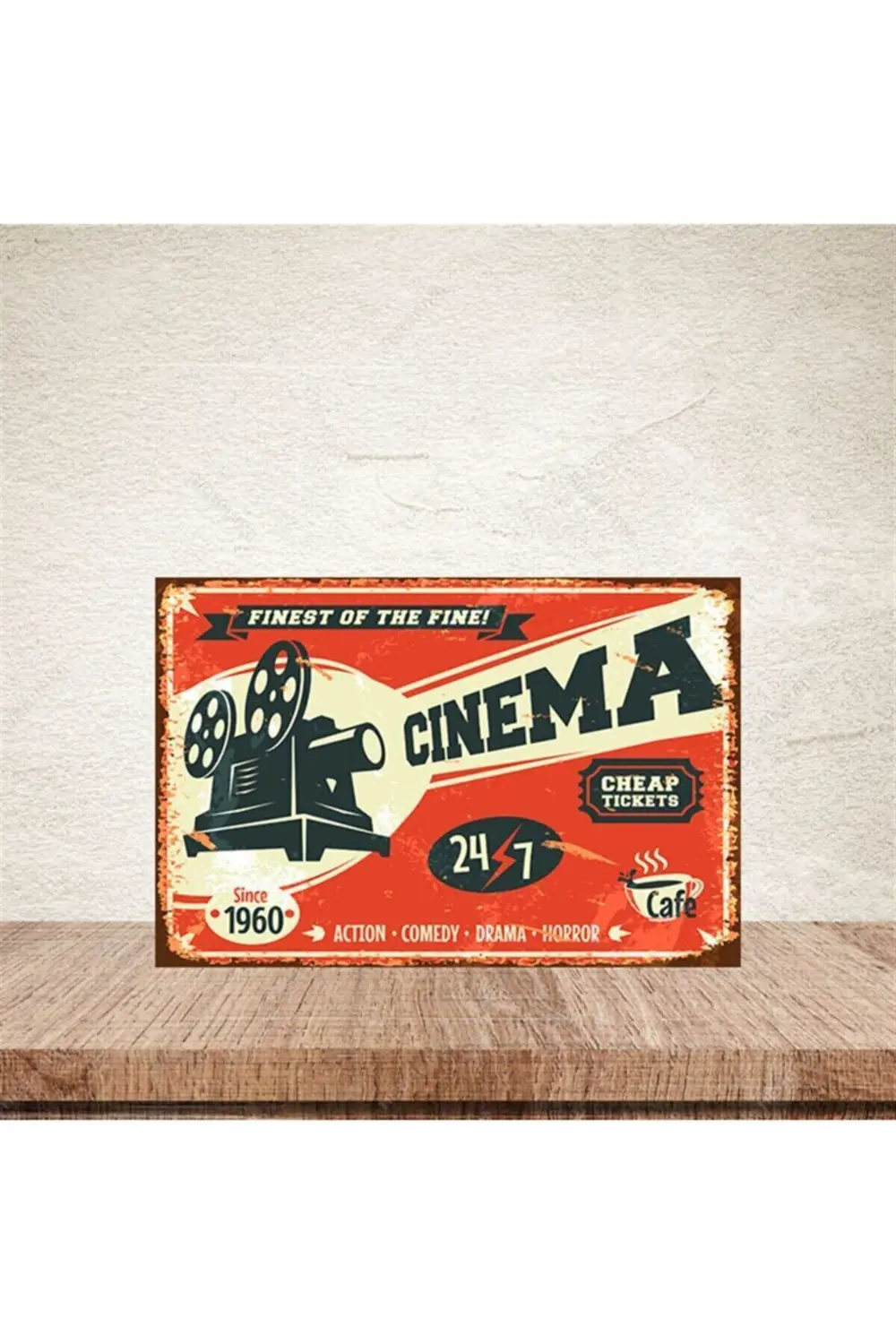 Cinema Tasarımlı 20-30 Cm Retro Ahşap Poster