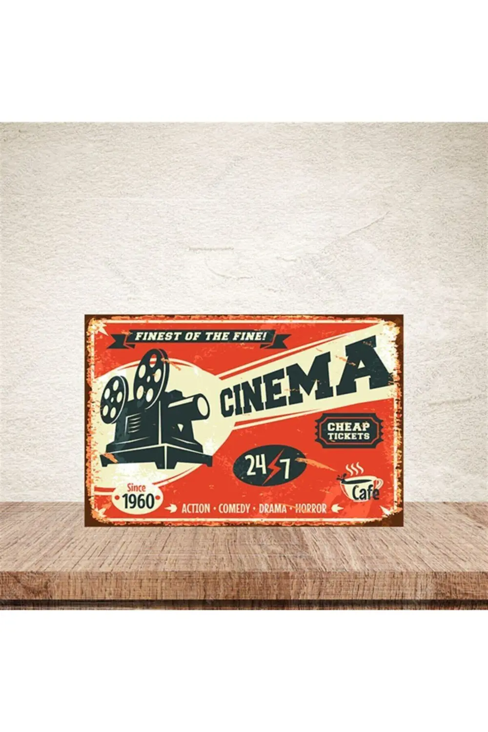 Cinema Tasarımlı 20-30 Cm Retro Ahşap Poster