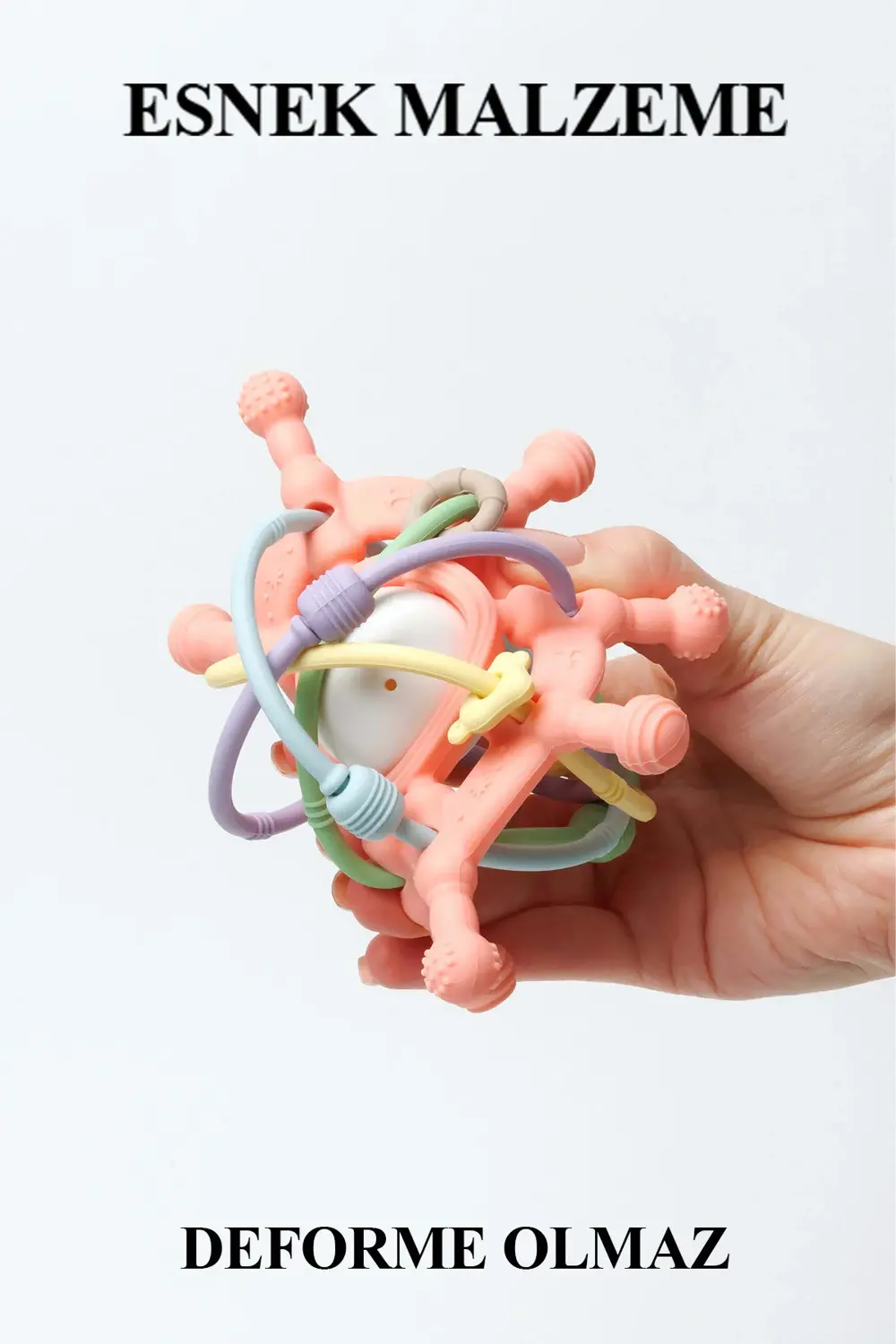 Çıngıraklı Silikon Diş Kaşıyıcı | Güvenli & Eğlenceli Mavi