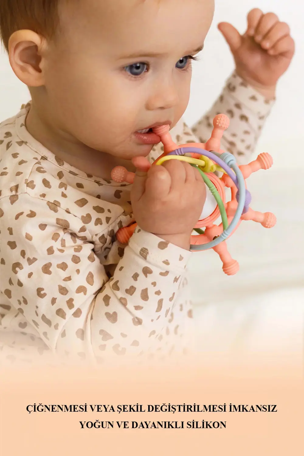 Çıngıraklı Silikon Diş Kaşıyıcı | Güvenli & Eğlenceli Mavi