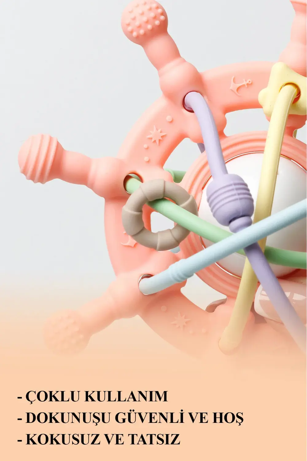 Çıngıraklı Silikon Diş Kaşıyıcı | Güvenli & Eğlenceli Mavi