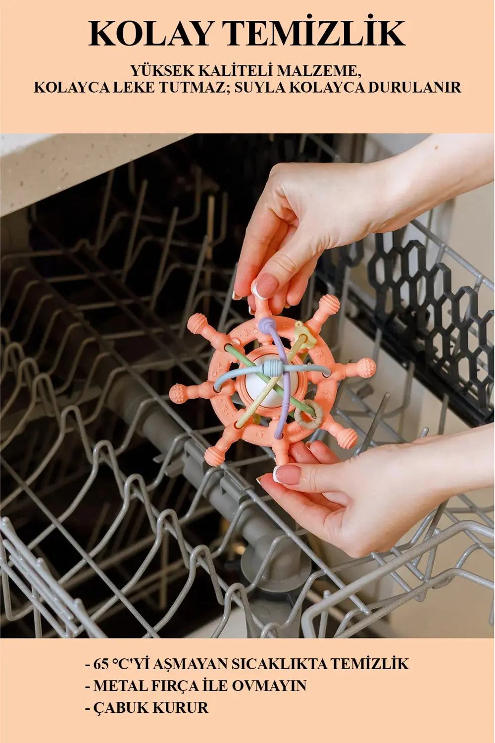 Çıngıraklı Silikon Diş Kaşıyıcı | Güvenli & Eğlenceli Mavi