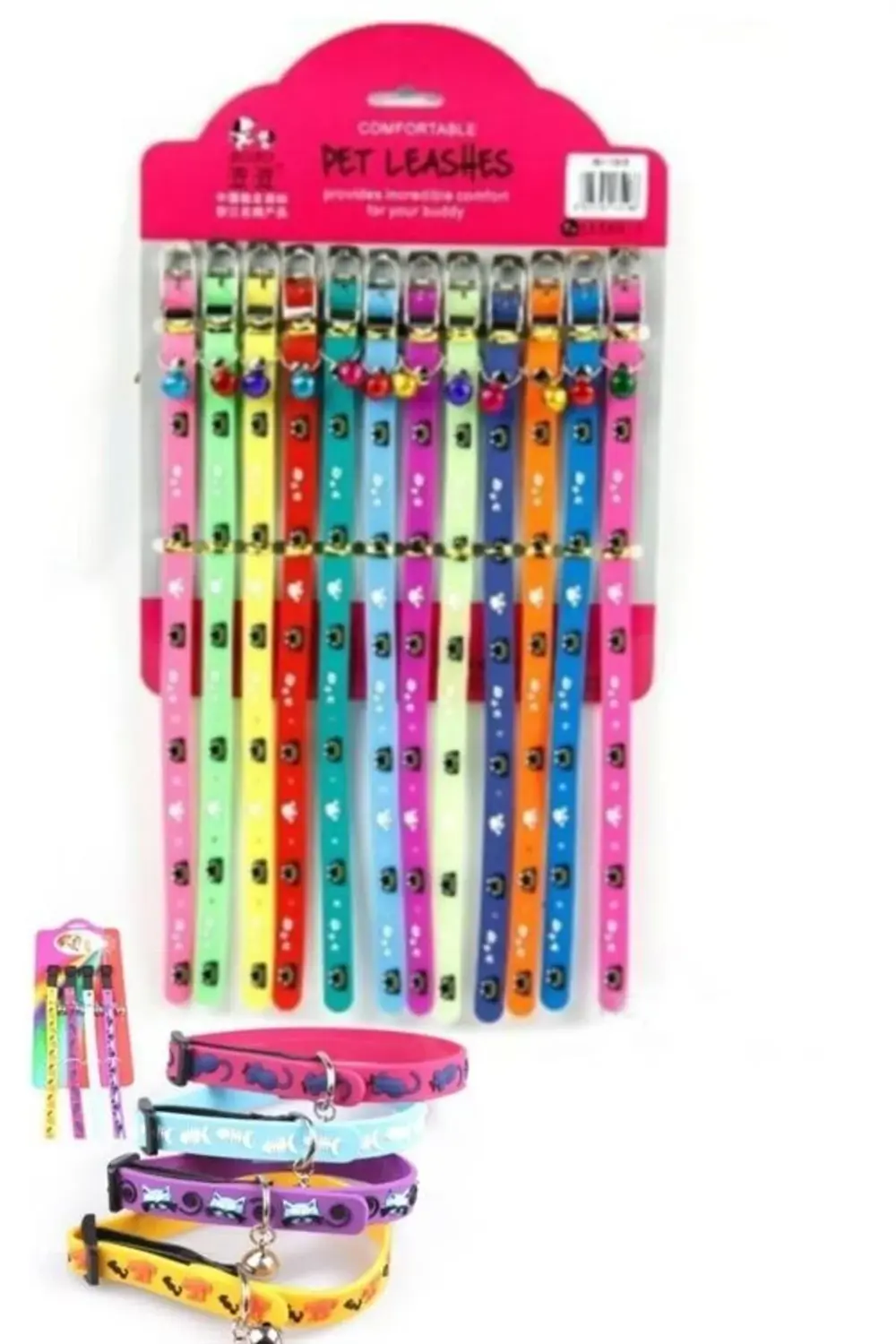 ® Çıngıraklı Zilli Sevimli Renkli Slikon Kedi Köpek Boyun Tasması