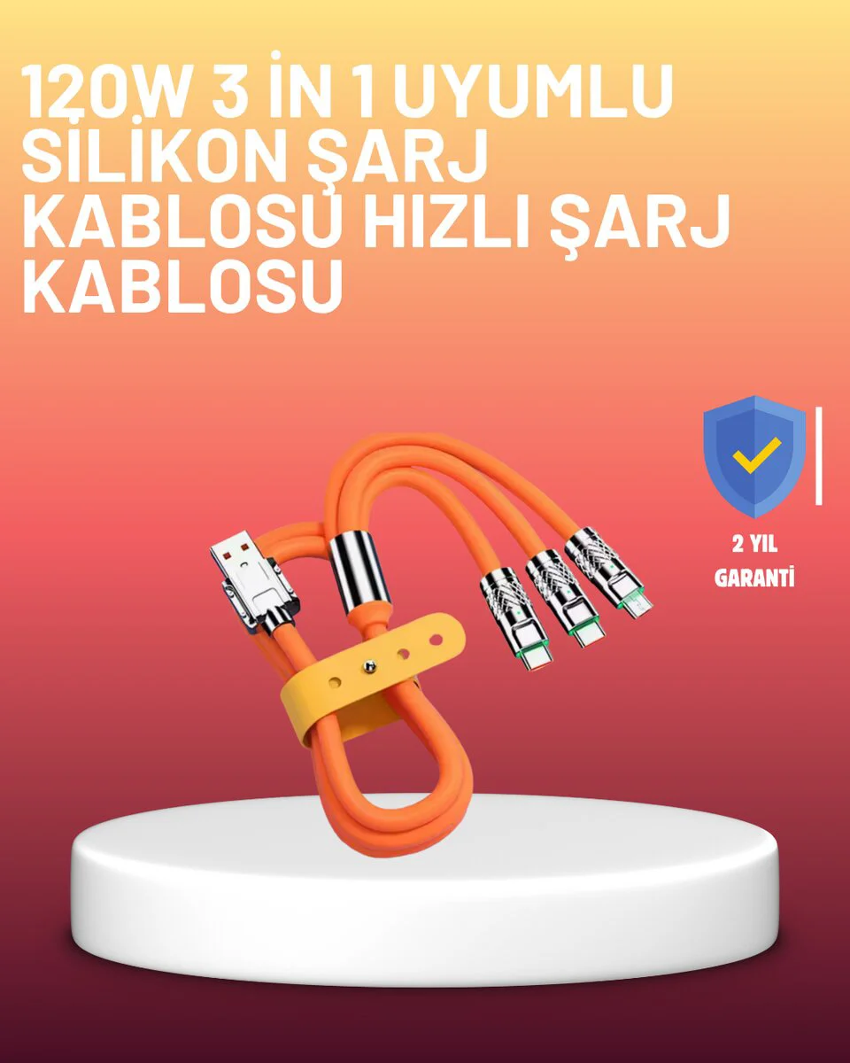 Çinko Alaşımlı 120 W Uçlu Şarj Kablosu – 12 m Dolaşmaya Dayanıklı USB Kablo