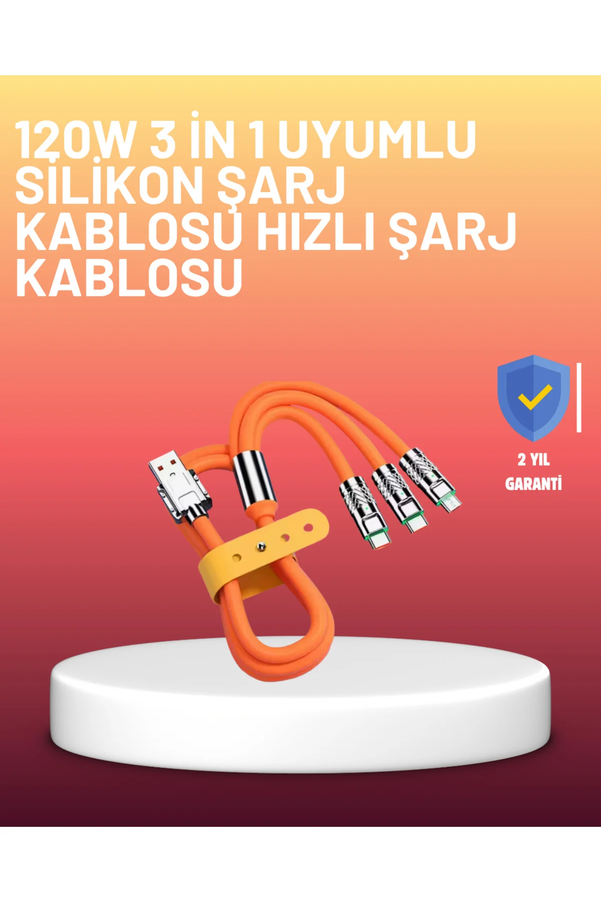 Çinko Alaşımlı Uçlu 120 W Şarj Kablosu – Dolaşmaya Dayanıklı 1,2 