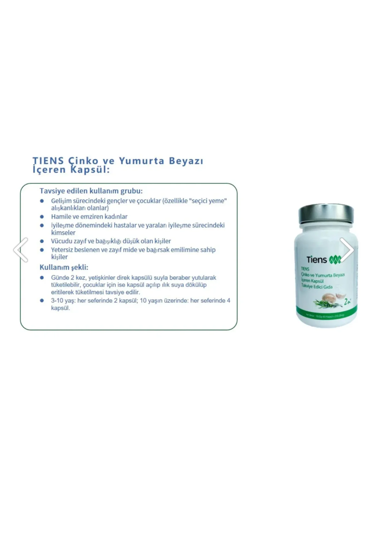 Çinko Ve Yumurta Beyazı Içeren Takviye Edici Gıda