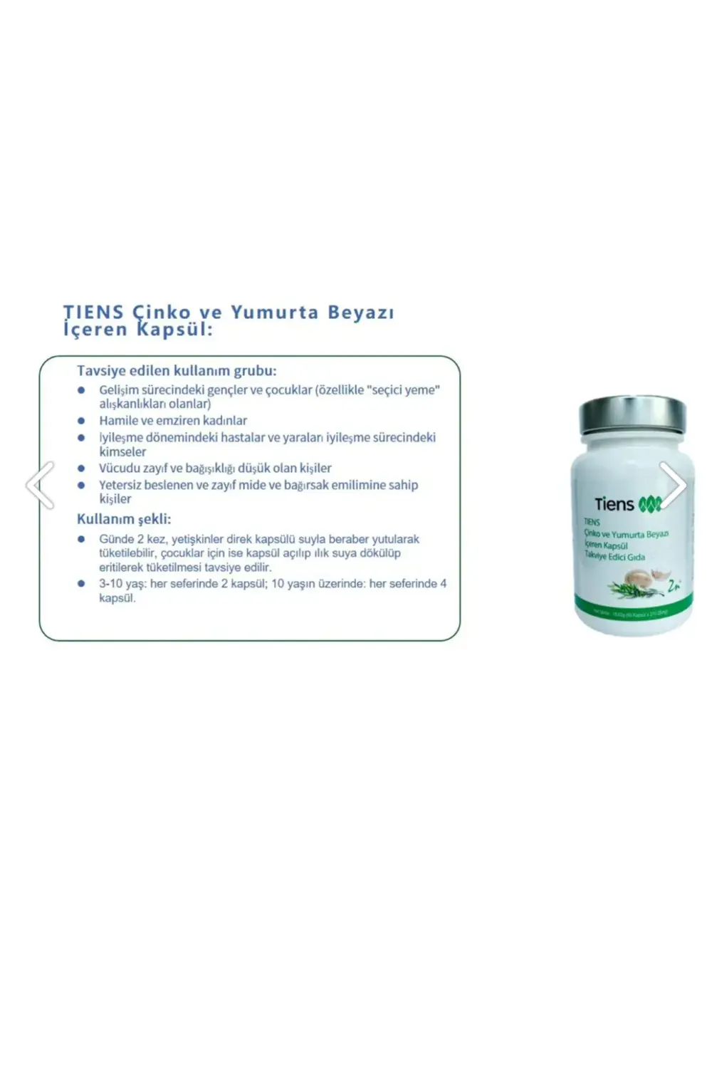 Çinko Ve Yumurta Beyazı Içeren Takviye Edici Gıda