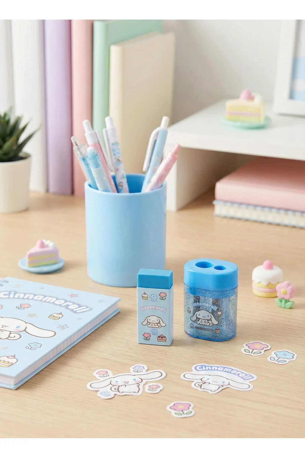 Cinnamoroll Kalemtıraş ve Silgi Seti (Mavi)