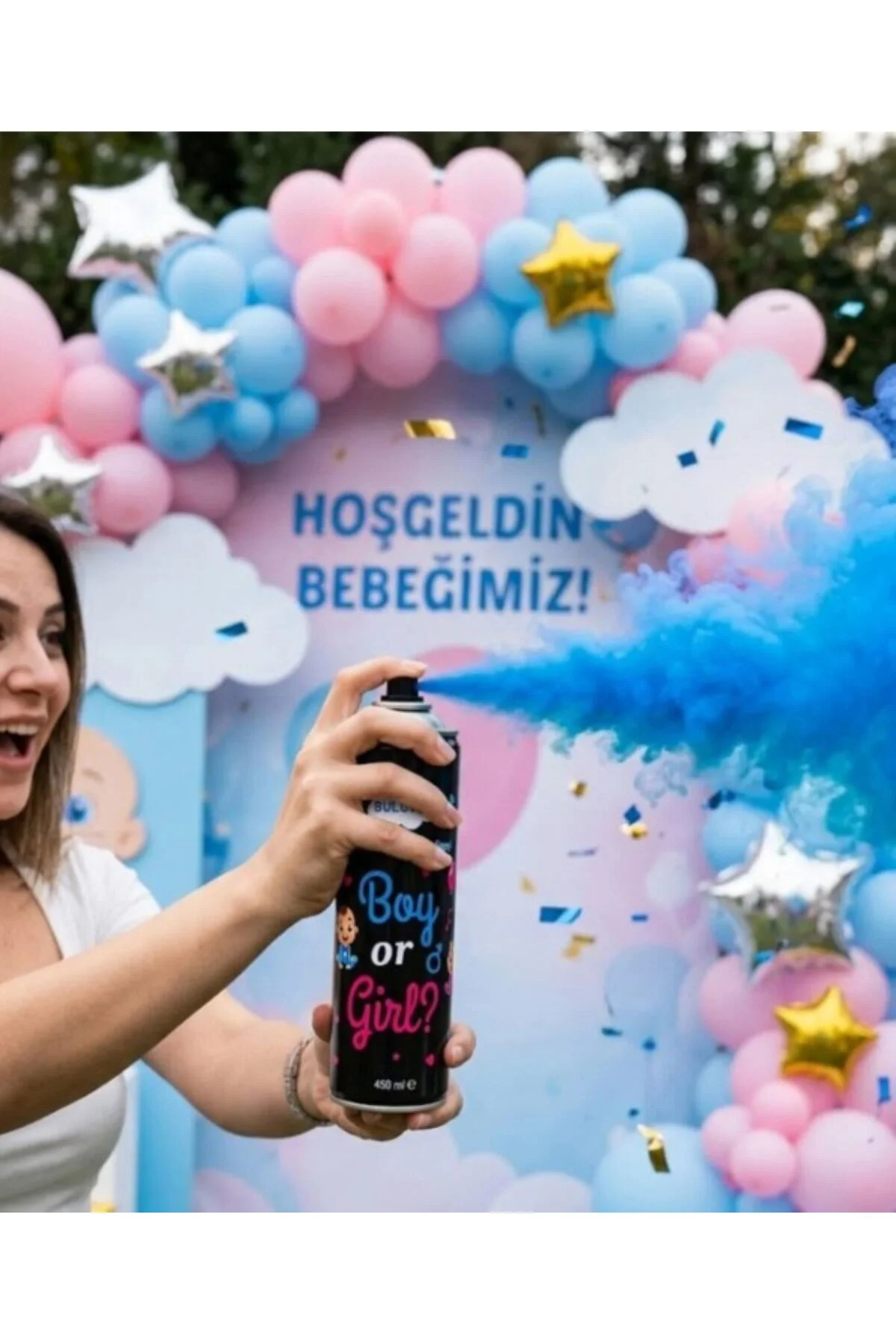 Cinsiyet Belirleme Duman1 Spreyi Renk Boy or Girl, Bebek İçin Cinsiyet Partisi Özel Efekt, Cinsiyet Tüpü 400 ml 1 Adet Mavi Veya Pembe