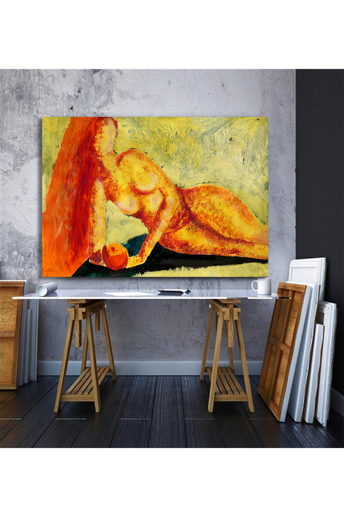 Çıplak Kadın Portresi. Nü Sanat. Kanvas Tablo