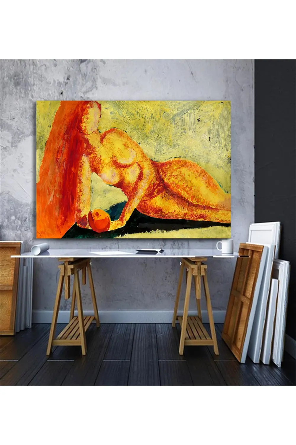 Çıplak Kadın Portresi. Nü Sanat. Kanvas Tablo